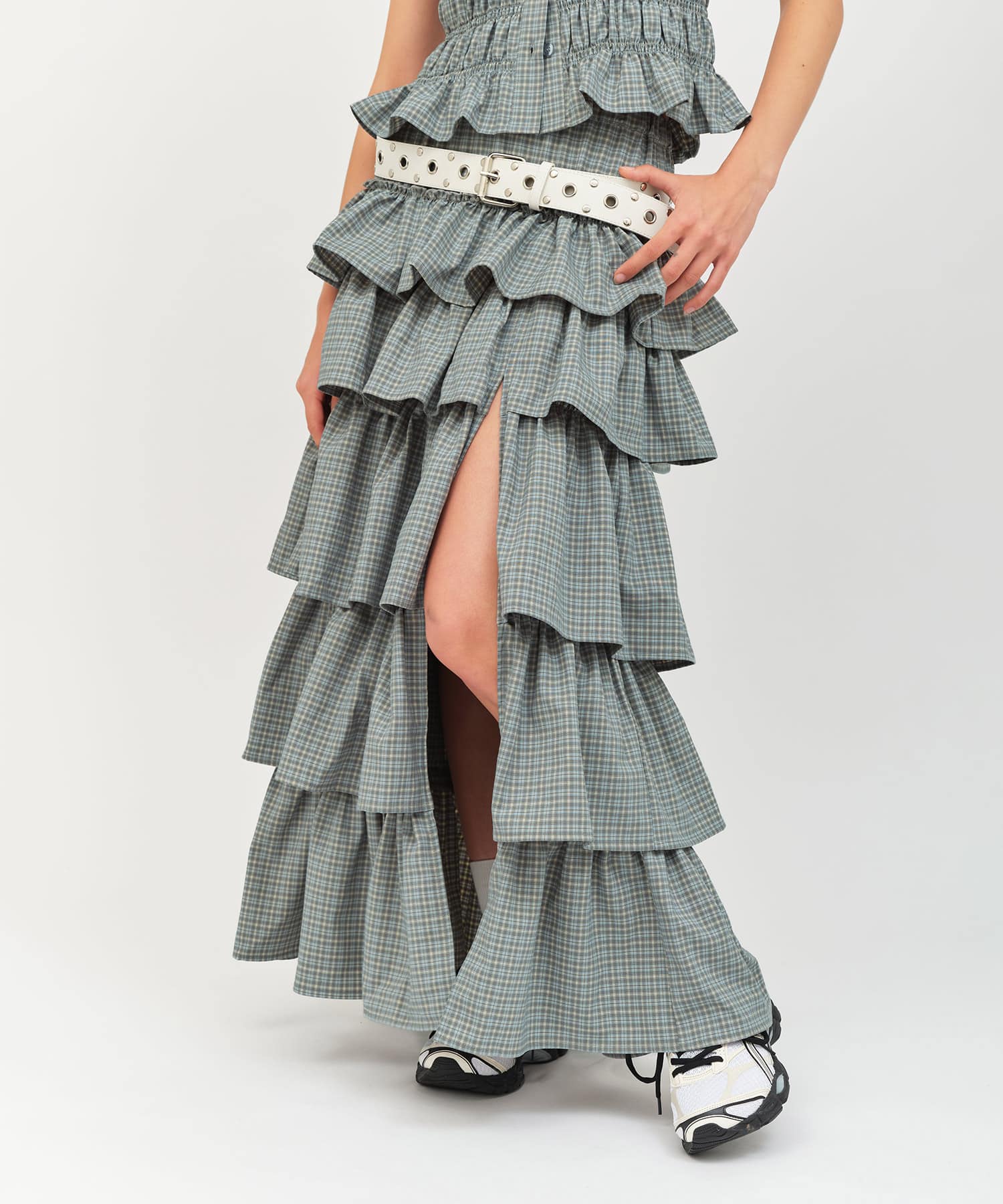 atmos pink Plaid Tiered Skirt MINTの画像