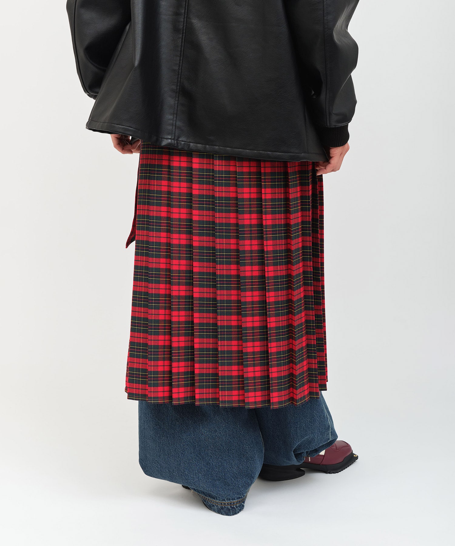atmos pink Plaid Wrap Skirt REDの画像