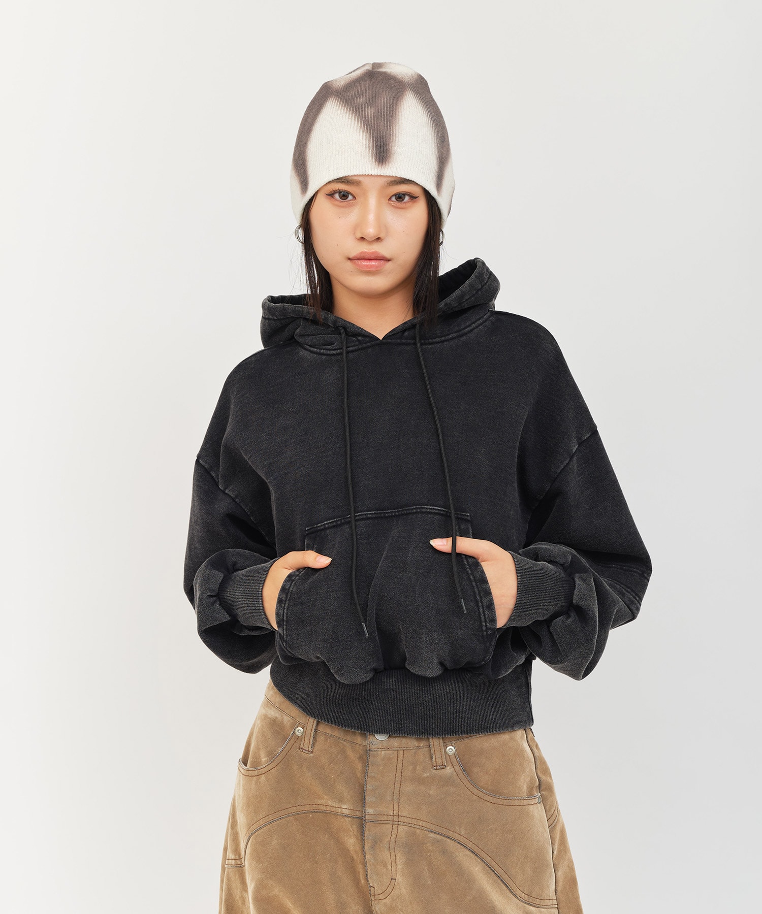 atmos pink Layered Sweat Hoodie BLACKの画像