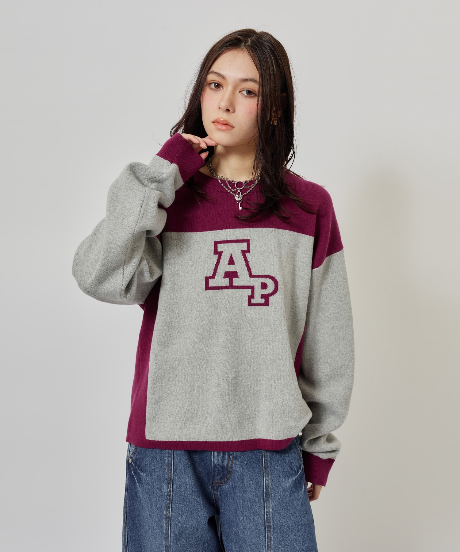 atmos pink Rugger Knit Top GRAYの画像