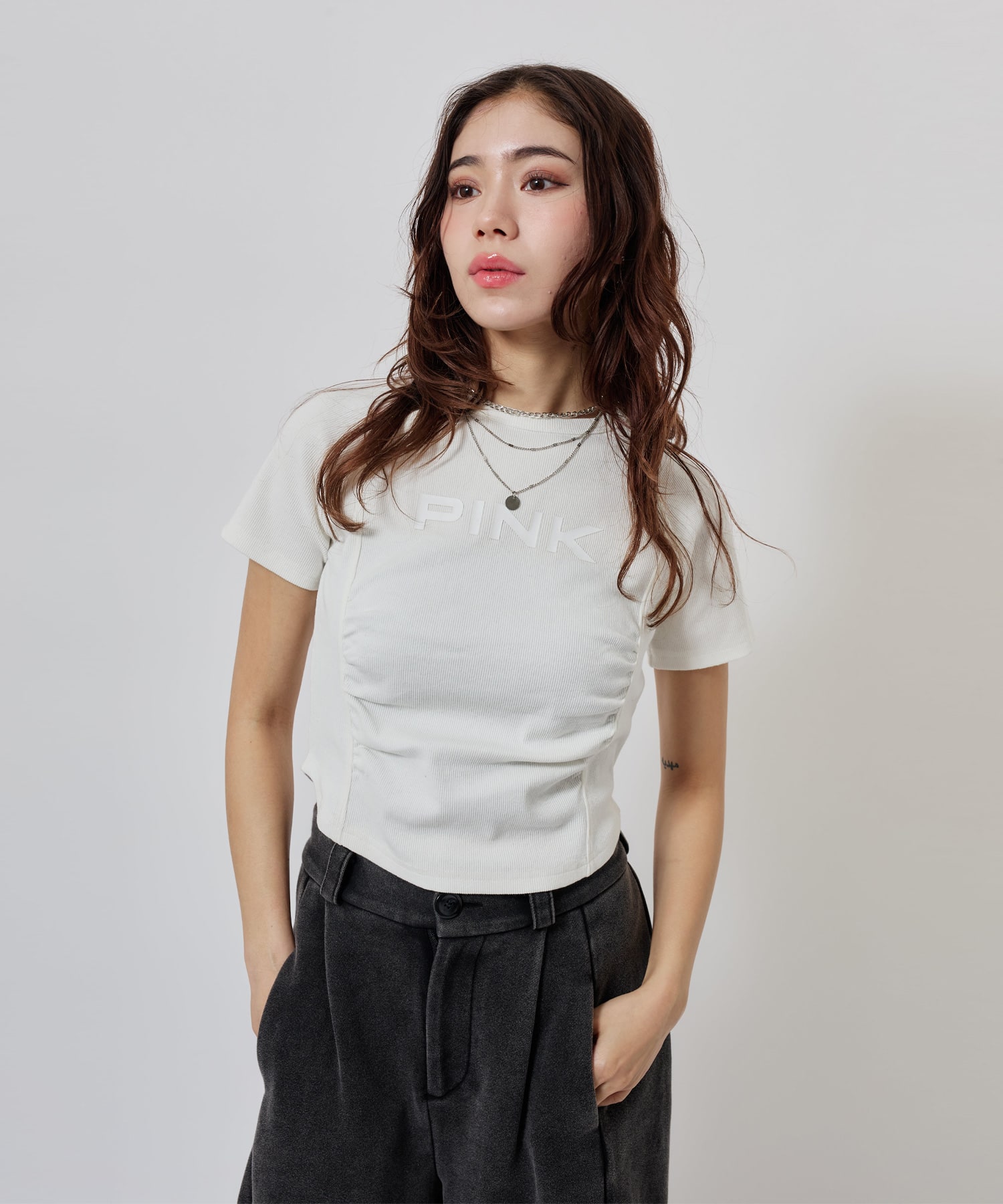 atmos pink Logo T-shirt WHITEの画像