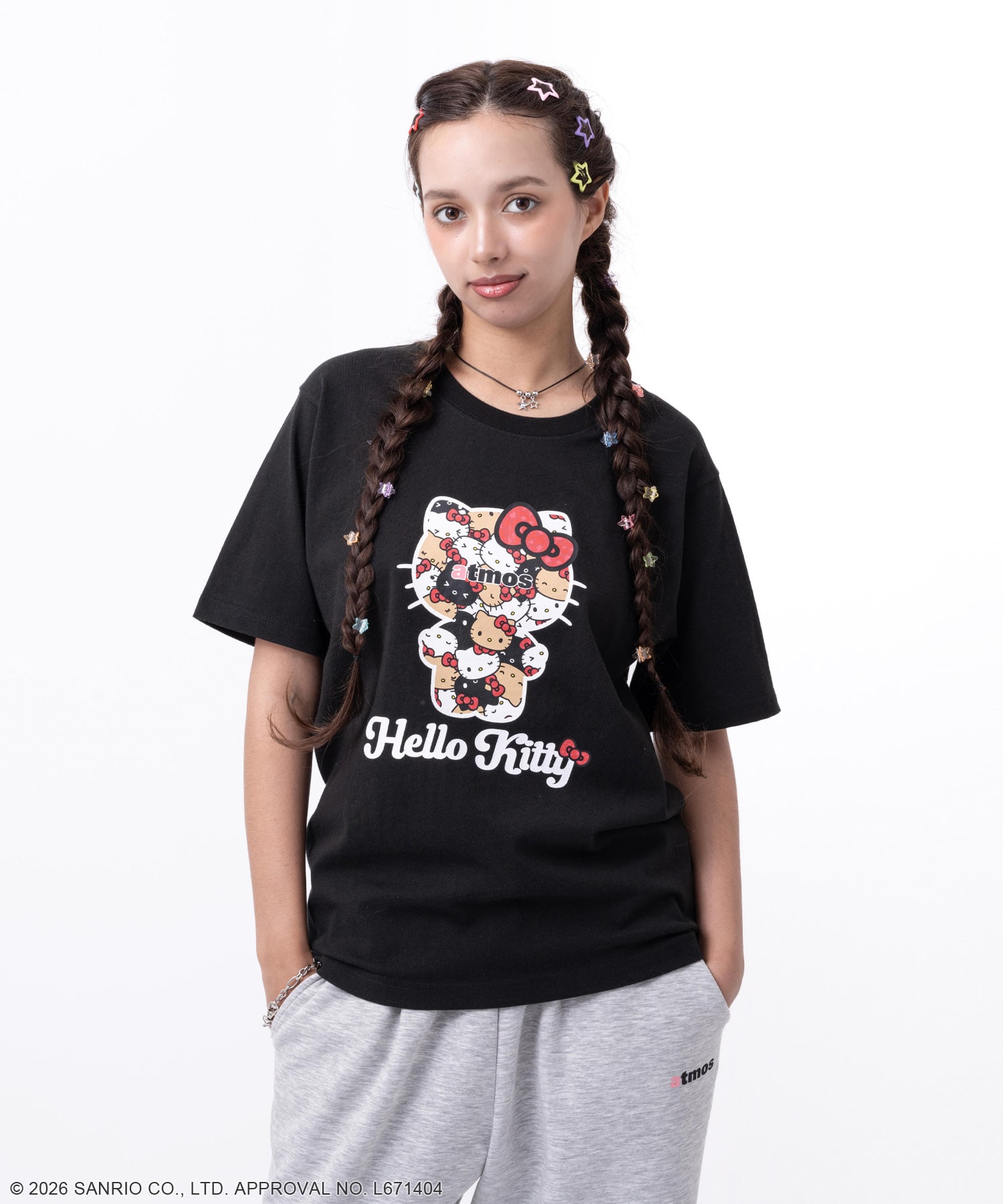 atmos pink x HELLO KITTY Big T-shirt BLACKの画像