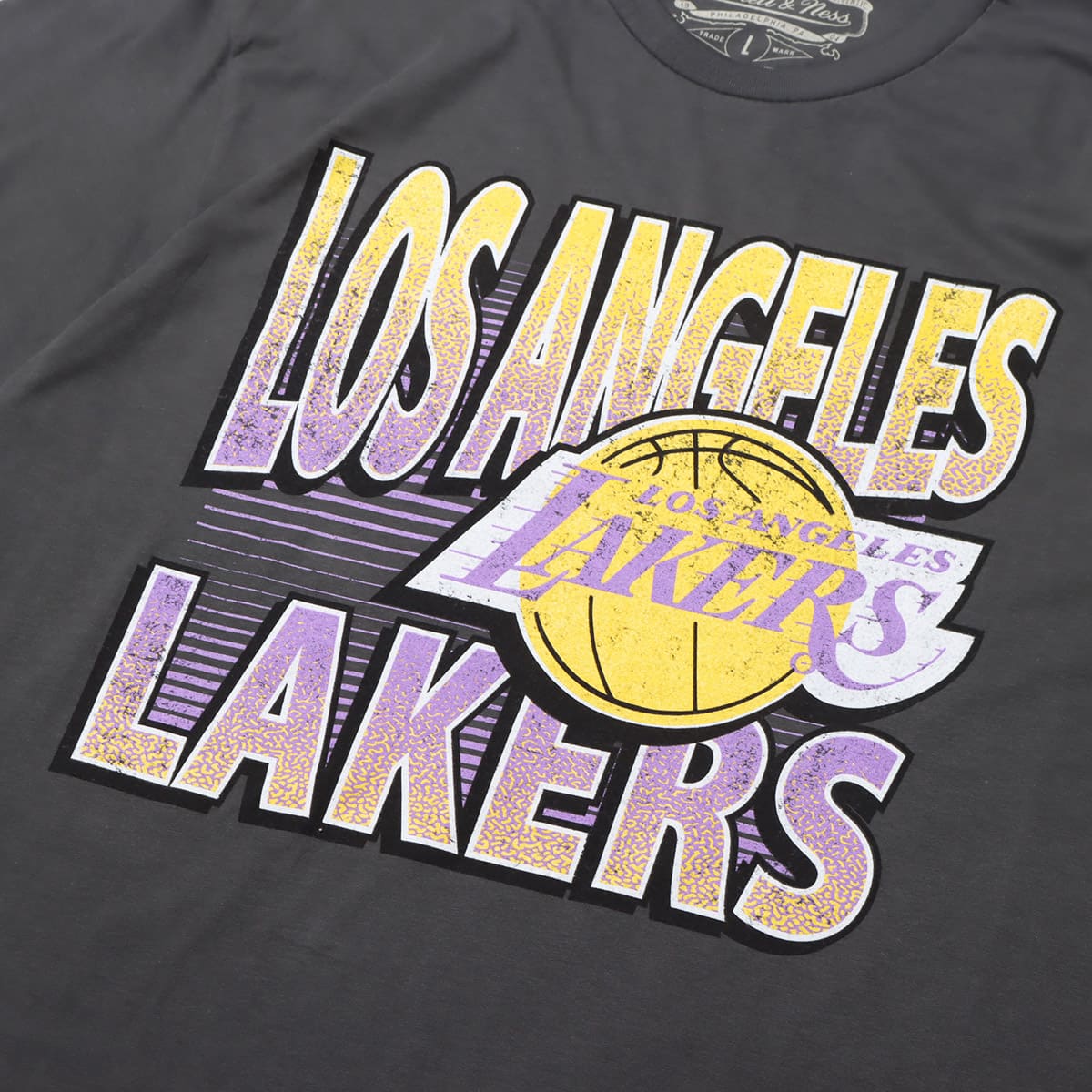 Mitchell & Ness NBA INCLINE STACKED TEE LAKERS BLACK 23SS-Iの画像