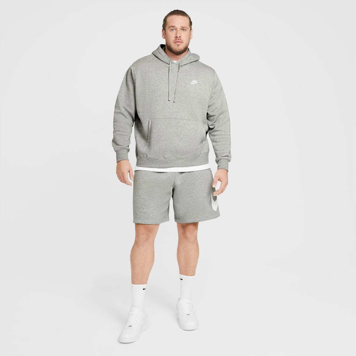NIKE AS M NSW CLUB HOODIE PO BB DK GREY HEATHER/MATTE SILVER/WHITEの画像