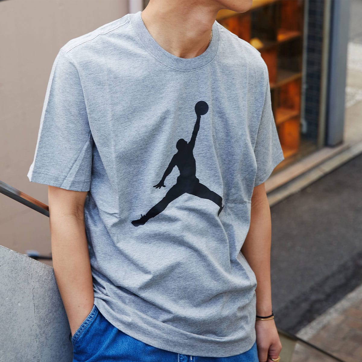 JORDAN BRAND AS M J JUMPMAN SS CREW CARBON HEATHER/BLACK 22SU-I