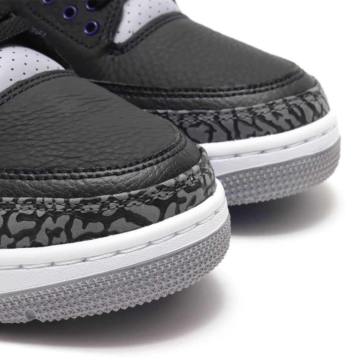 JORDAN BRAND AIR JORDAN 3 RETRO BLACK/COURT PURPLE-CEMENT