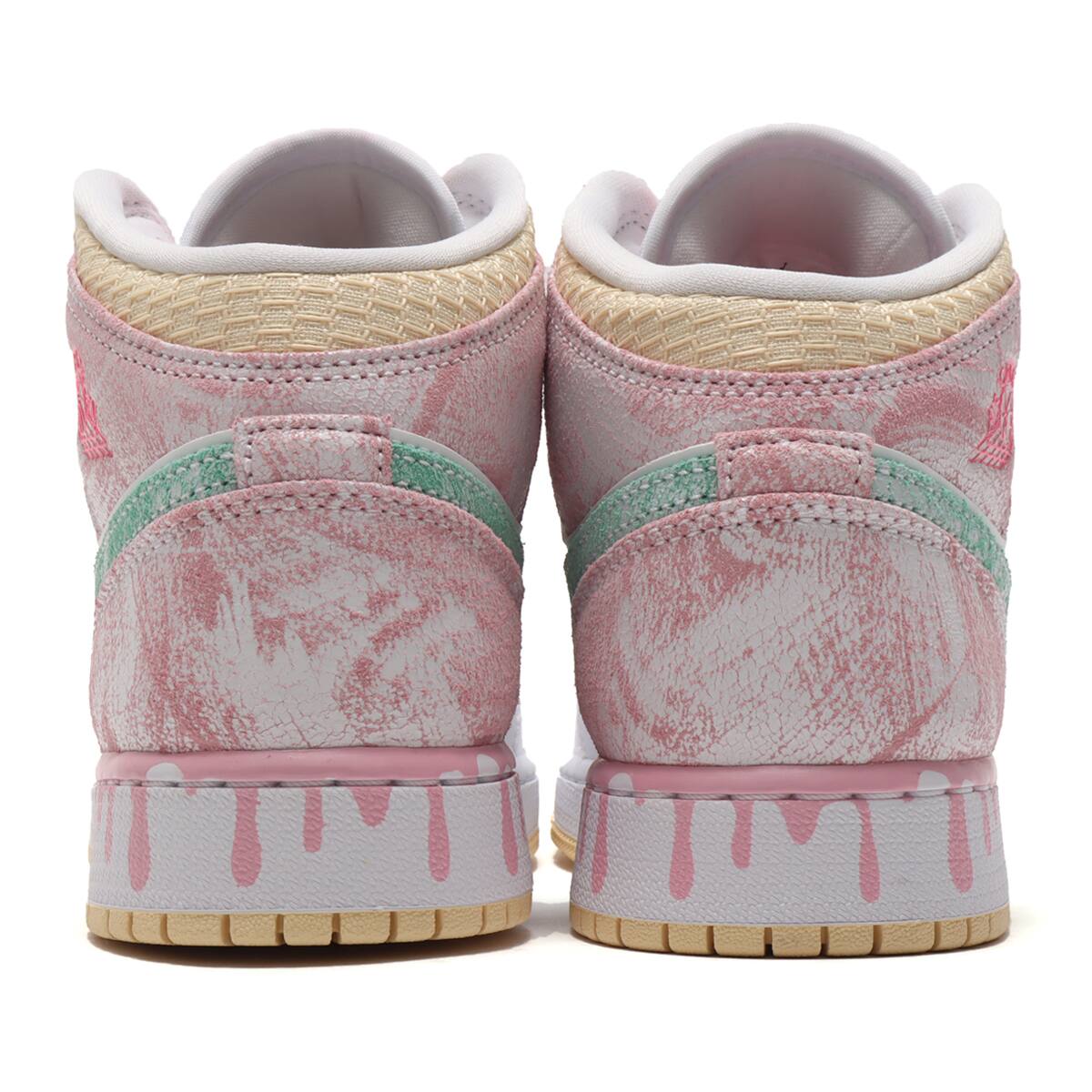 JORDAN BRAND AIR JORDAN 1 MID SE (GS) WHITE/GREEN GLOW-ARCTIC PUNCH 21SP-Iの画像