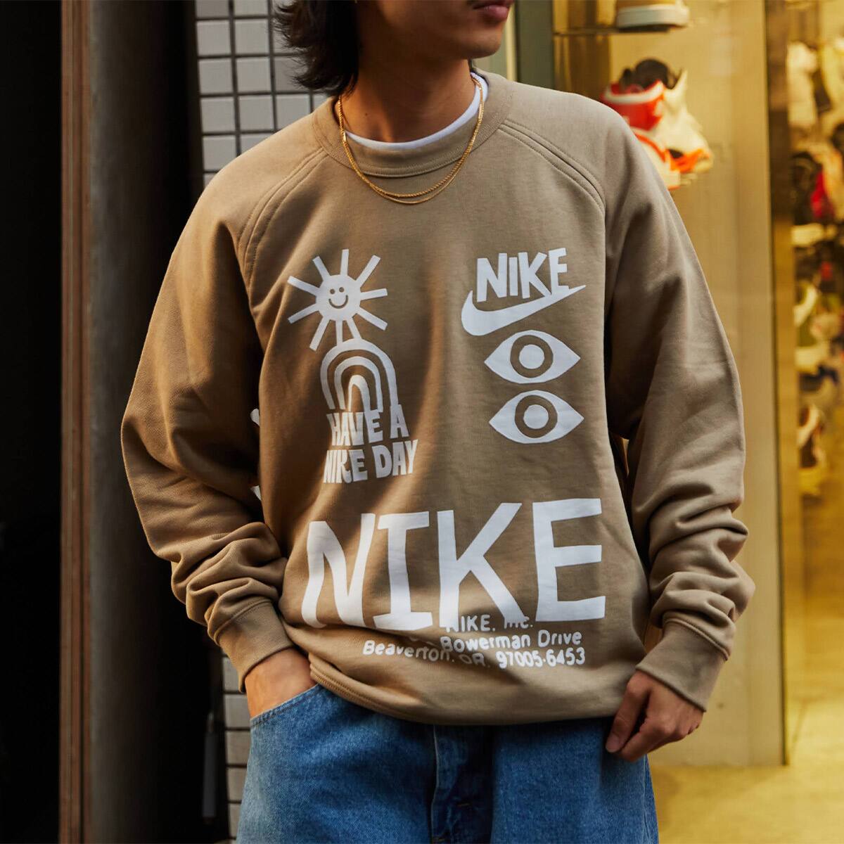 NIKE AS M NSW HBR-S FT CREW KHAKI 22FA-Iの画像