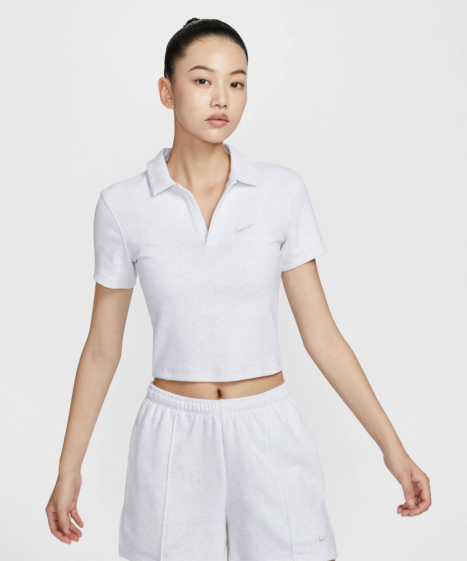 NIKE AS W NSW ESSNTL SS POLO CRP TO BIRCH HEATHER/LT OREWOOD BRNの画像