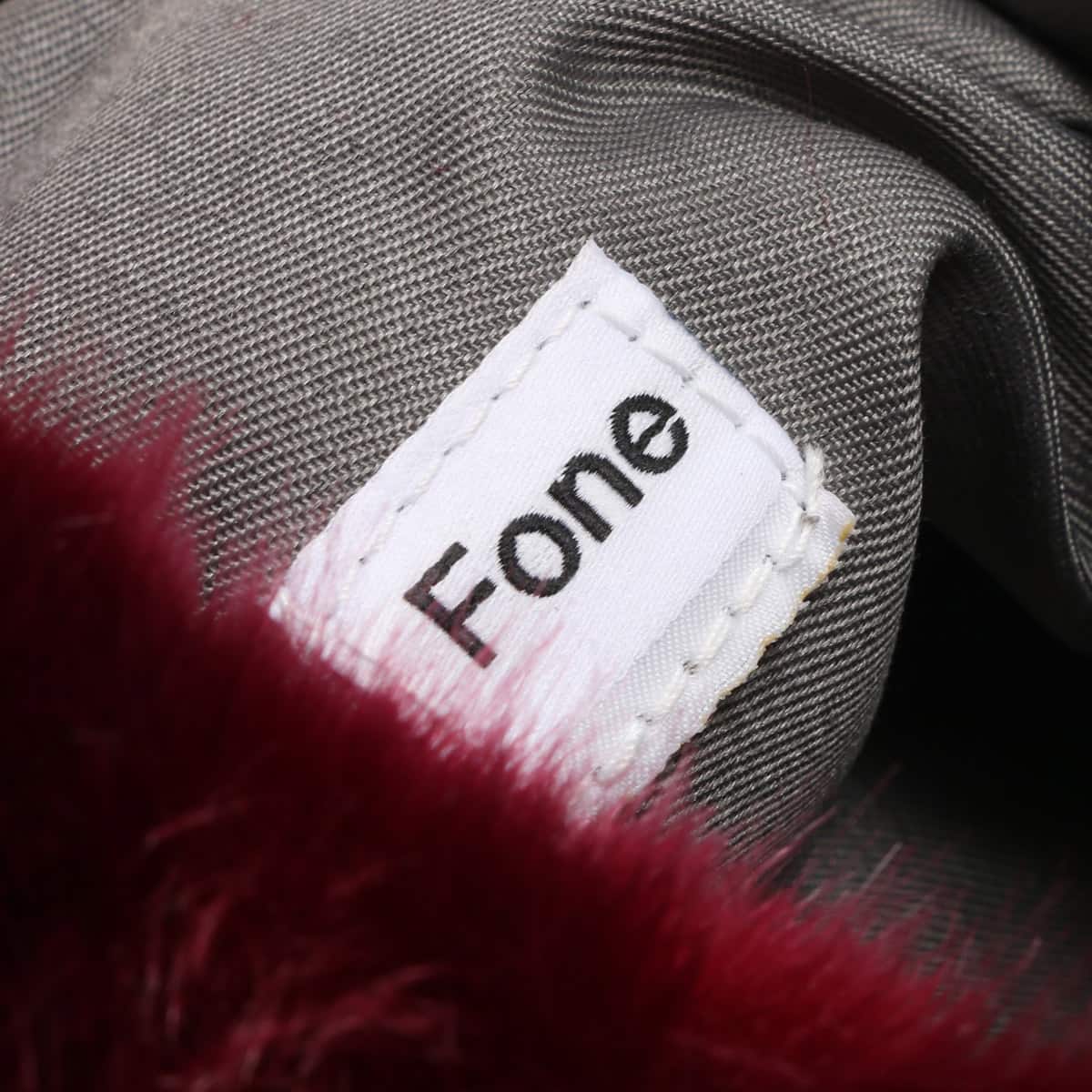 Fone フェイクファー配色 クラッチバッグ  GRAY×BURGUNDY 17FA-Iの画像