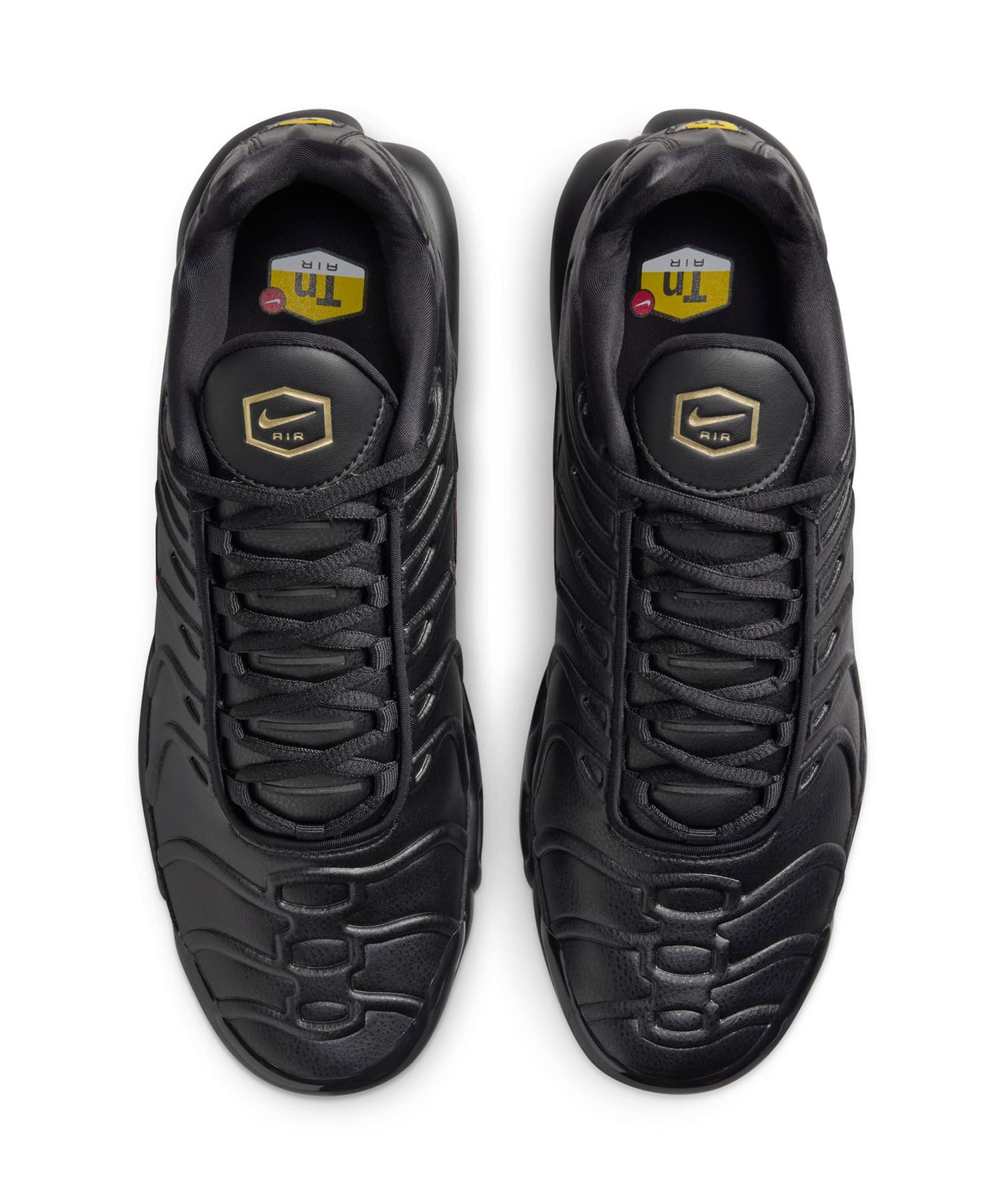 NIKE AIR MAX PLUS PRM BLACK/UNIVERSITY RED-BLACK-METALLIC GOLD の画像