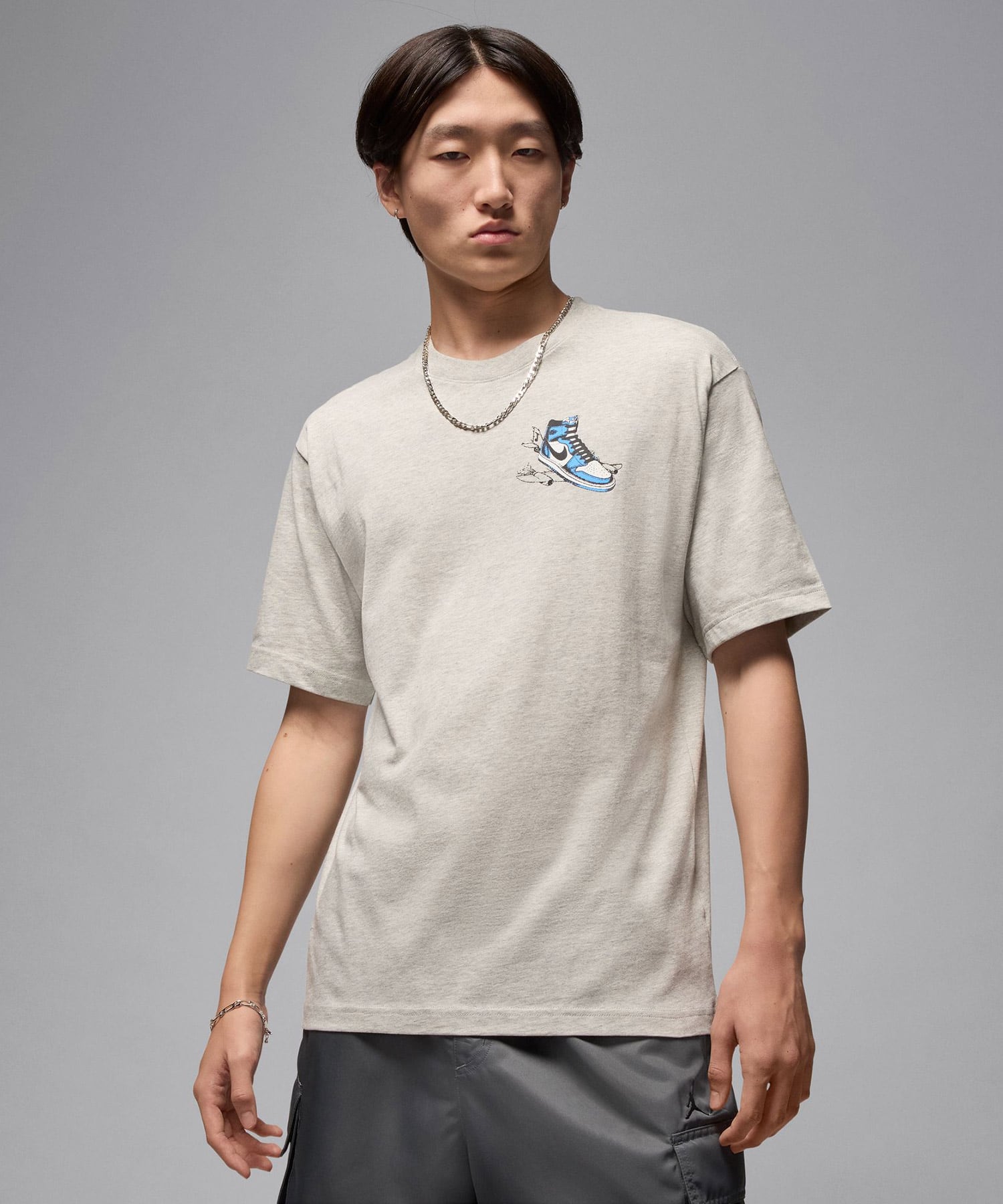 JORDAN BRAND M J NC AJ1 AD SS CREW GREY HEATHER/WHITEの画像