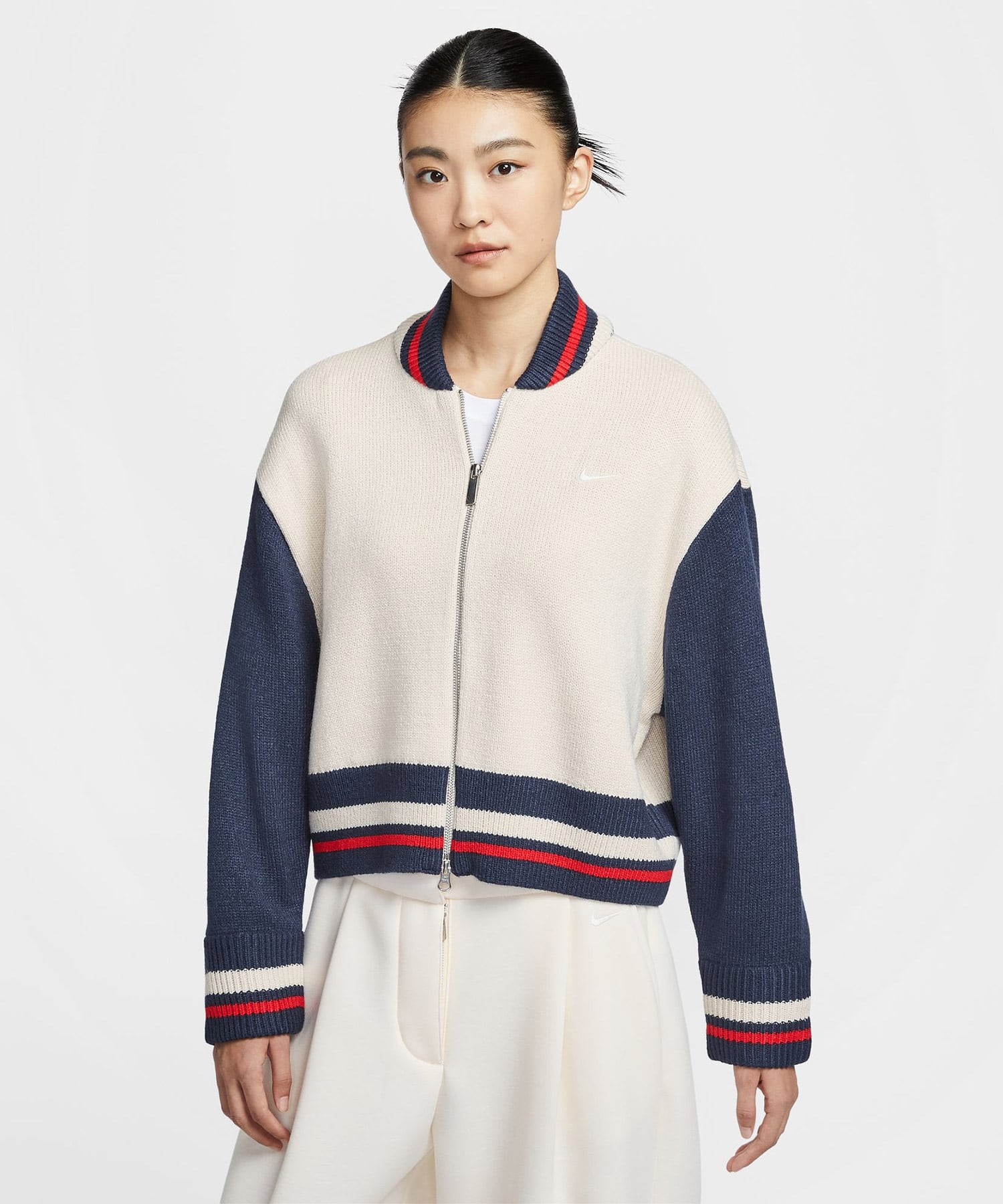 NIKE AS W NSW CARDIGAN STREET LT OREWOOD BRN/MIDNIGHT NAVY/SAILの画像