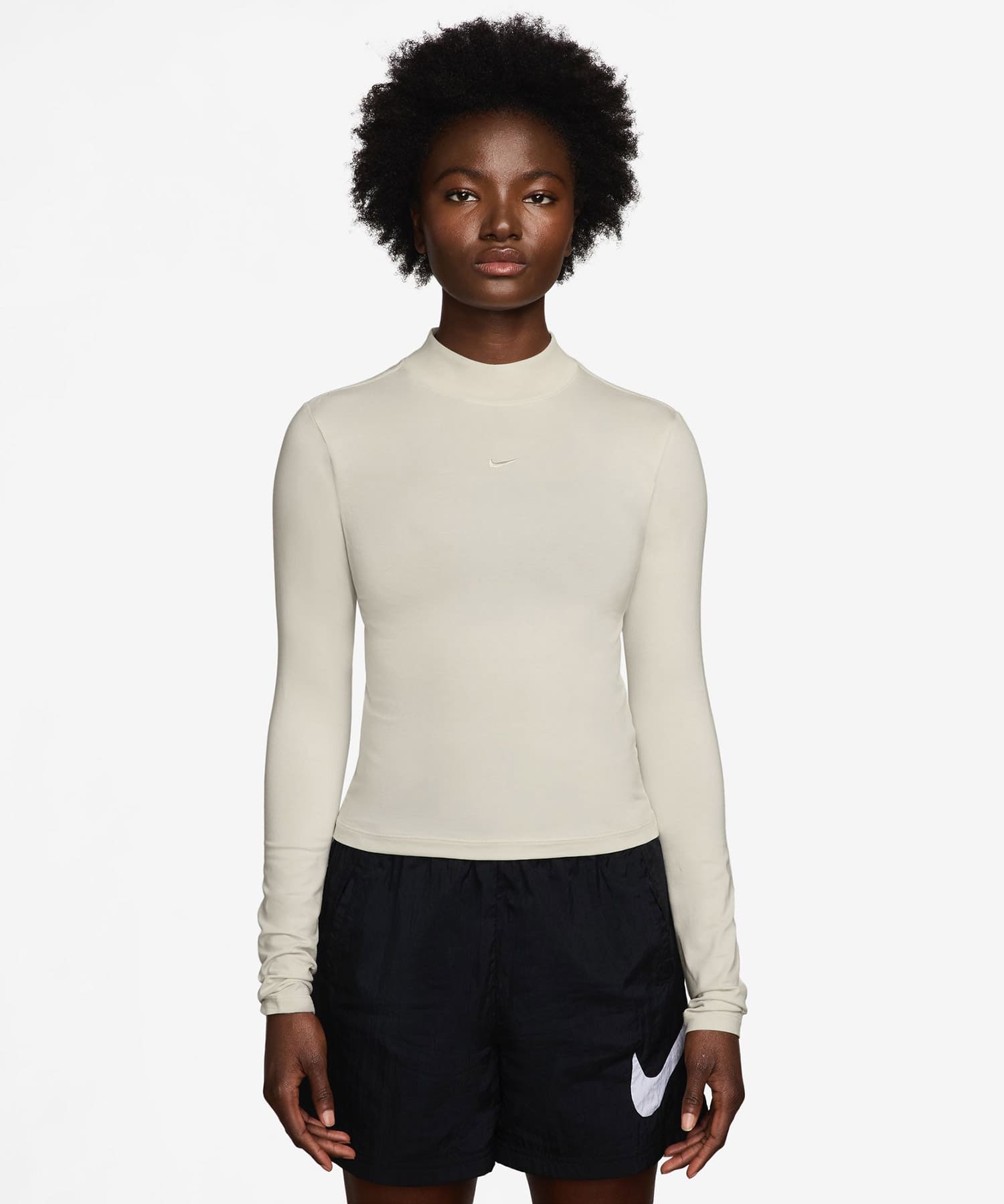 NIKE AS W NSW NK CHLL KNT MOCK TEE LIGHT BONEの画像