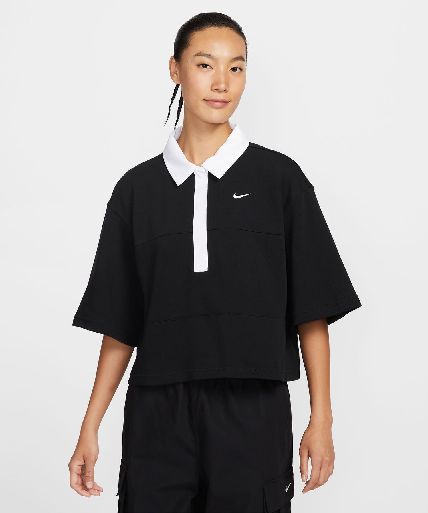 NIKE AS W NSW STREET SS POLO TOP BLACK/BLACK/WHITE/WHITEの画像
