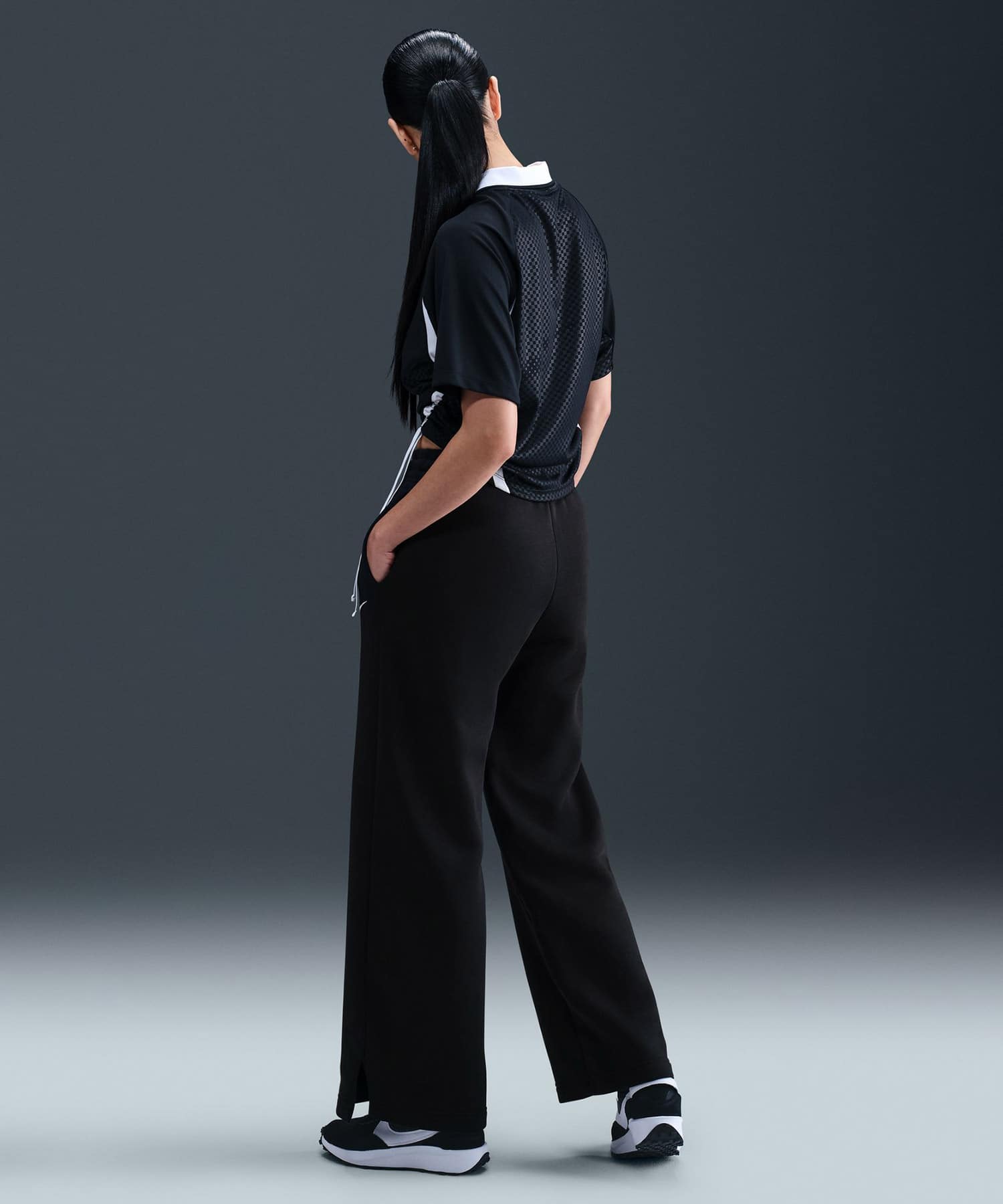 NIKE AS W NSW PHNX FLC HR PANT WID BLACKの画像