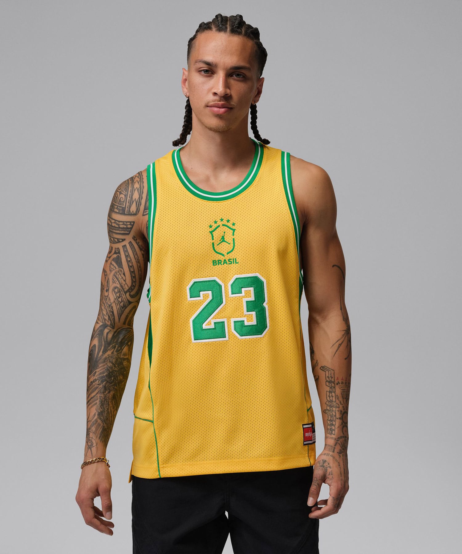 JORDAN BRAND M J ESS MESH JERSEY P6 VARSITY MAIZE/LUCKY GREENの画像