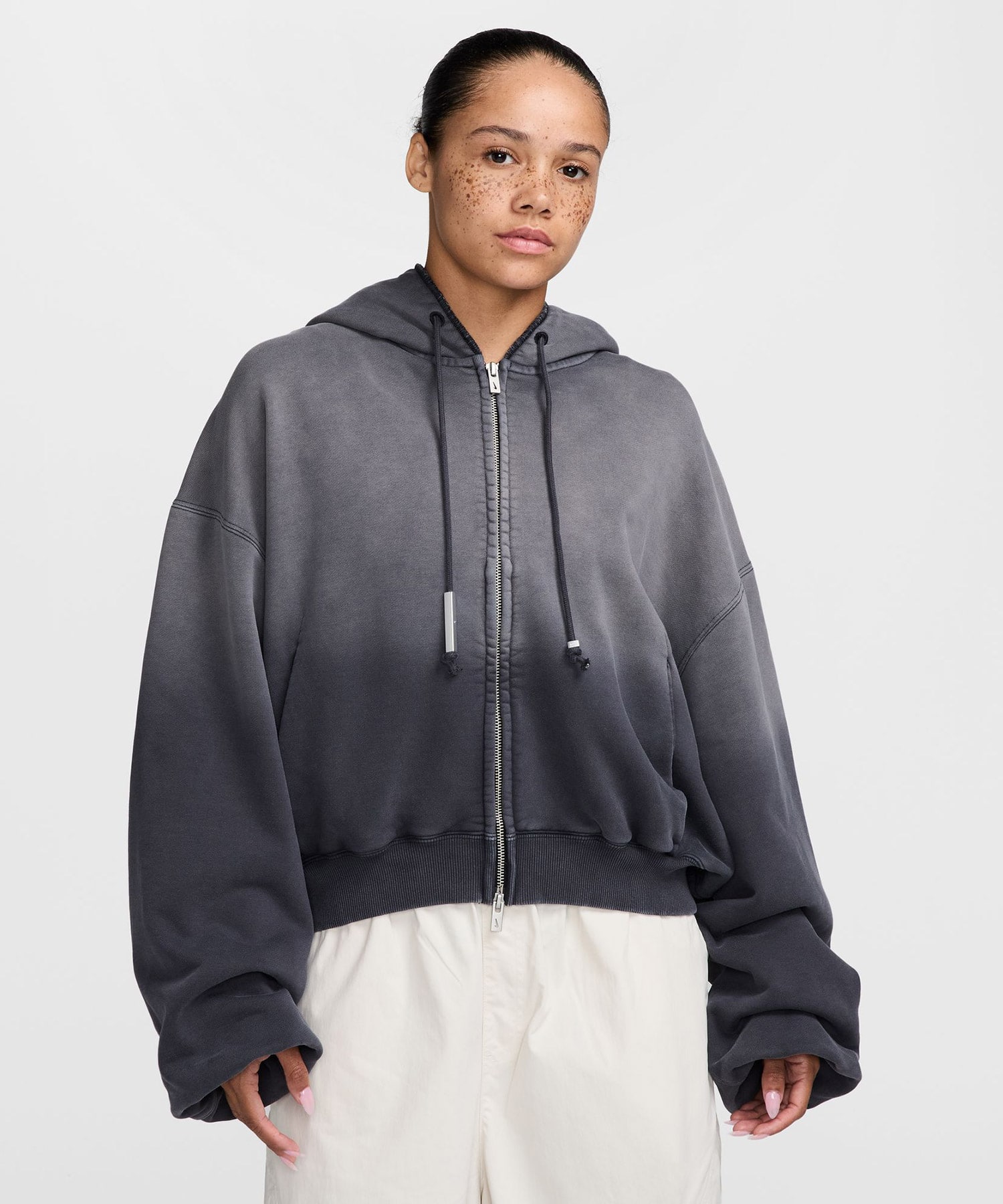 NIKE W NRG NK STUDIO FLEECE HOODIE BLACKの画像
