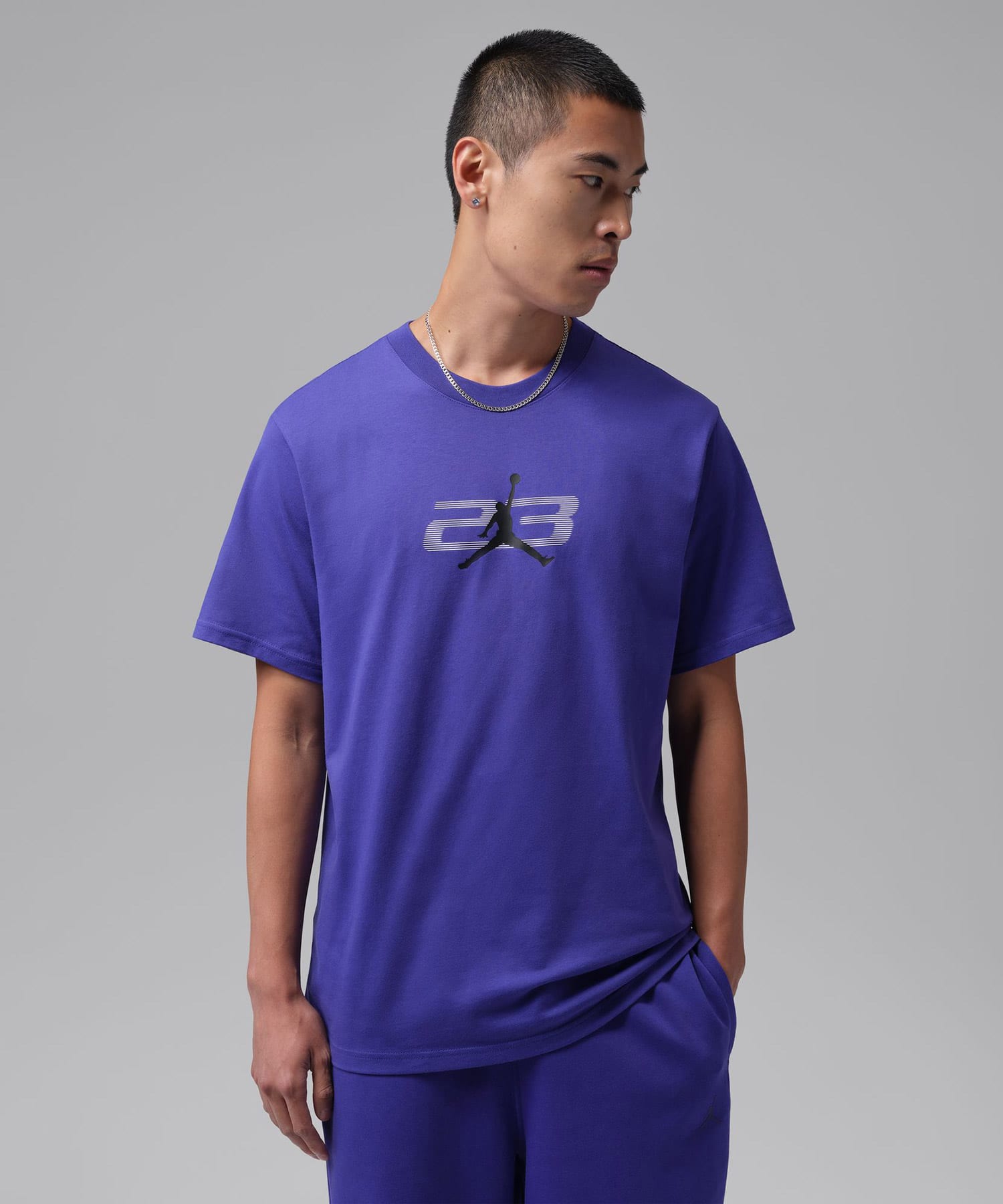 JORDAN BRAND M J DF SPRT GFX SS CREW 3 PURPLEの画像