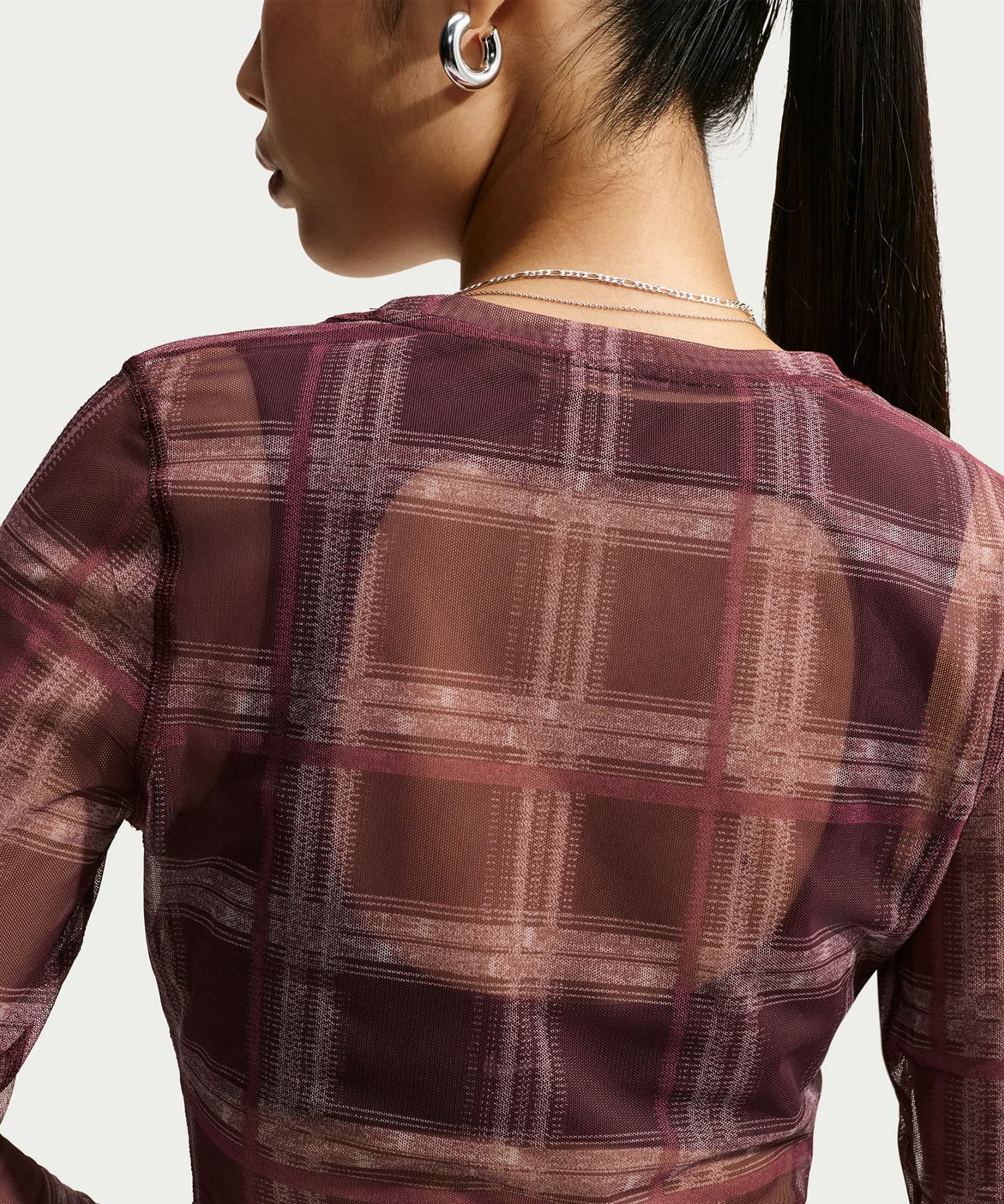 NIKE AS W NK LS BODY BLD MESH PRNT BROWNの画像