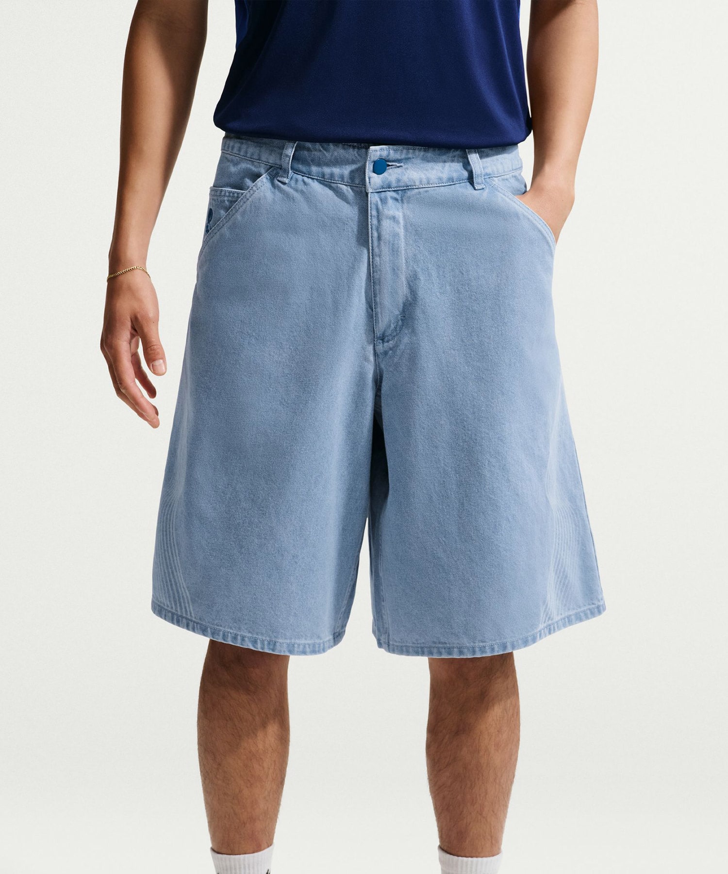 NIKE AS M NK DENIM SHORT FTBL KOR A ASHEN SLATEの画像