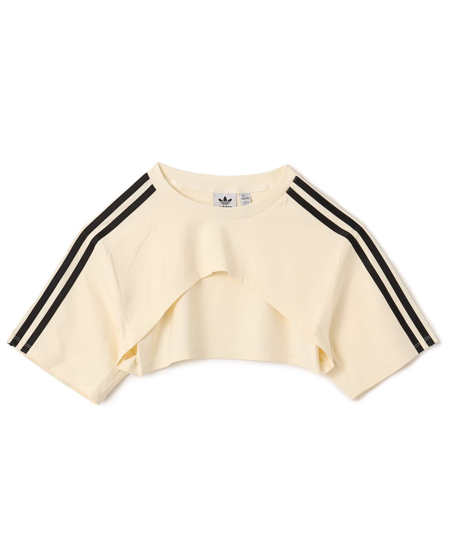 adidas CUT-OUT TEE クリームホワイト/ブラックの画像