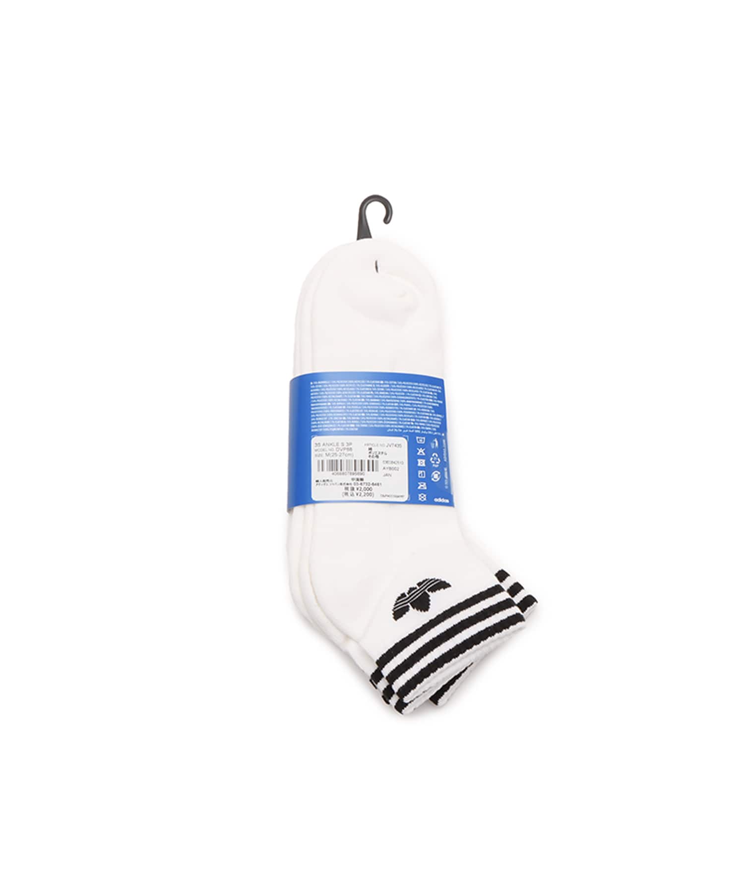 adidas 3-STRIPES ANKLE SOCKS 3 PAIRS ホワイト/ホワイト/ホワイトの画像