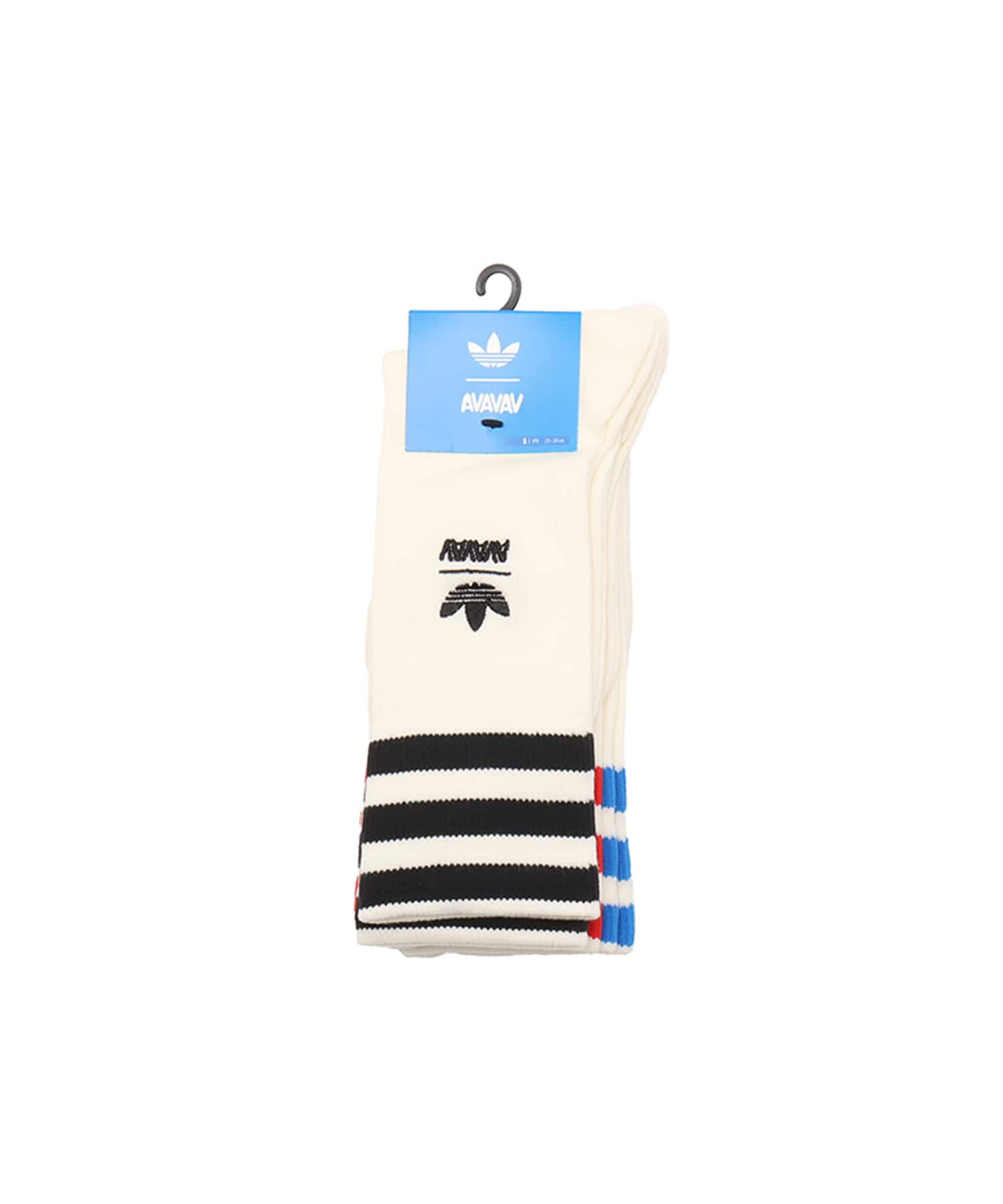 adidas by Avavav CREW SOCKS 3PACK クリームホワイト/ブラック/ベタースカーレット/ブルーバードの画像