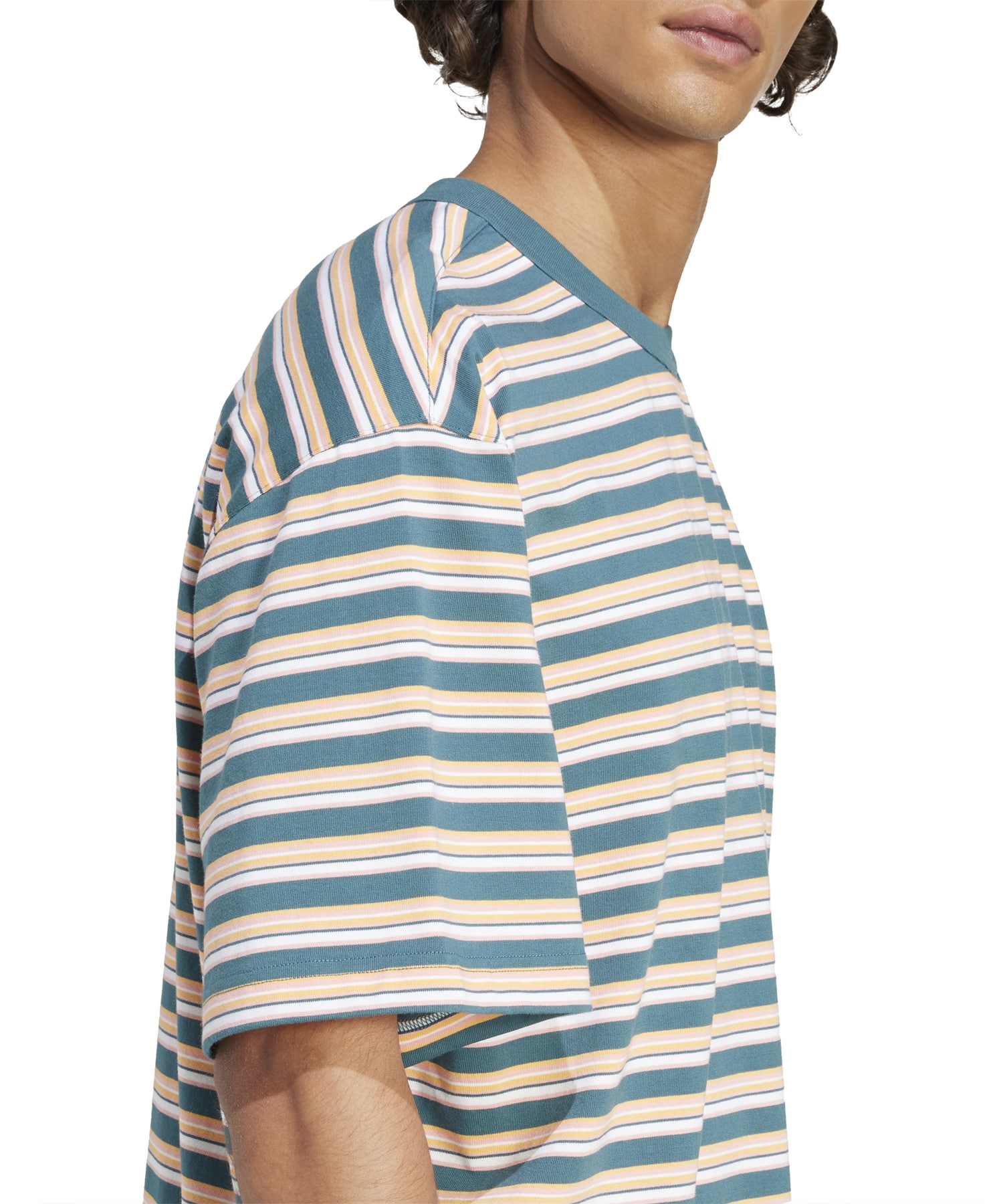 adidas STRIPE TEE マルチカラー/セミピンクスパーク/オールモストイエロー/ヘイジーオレンジの画像
