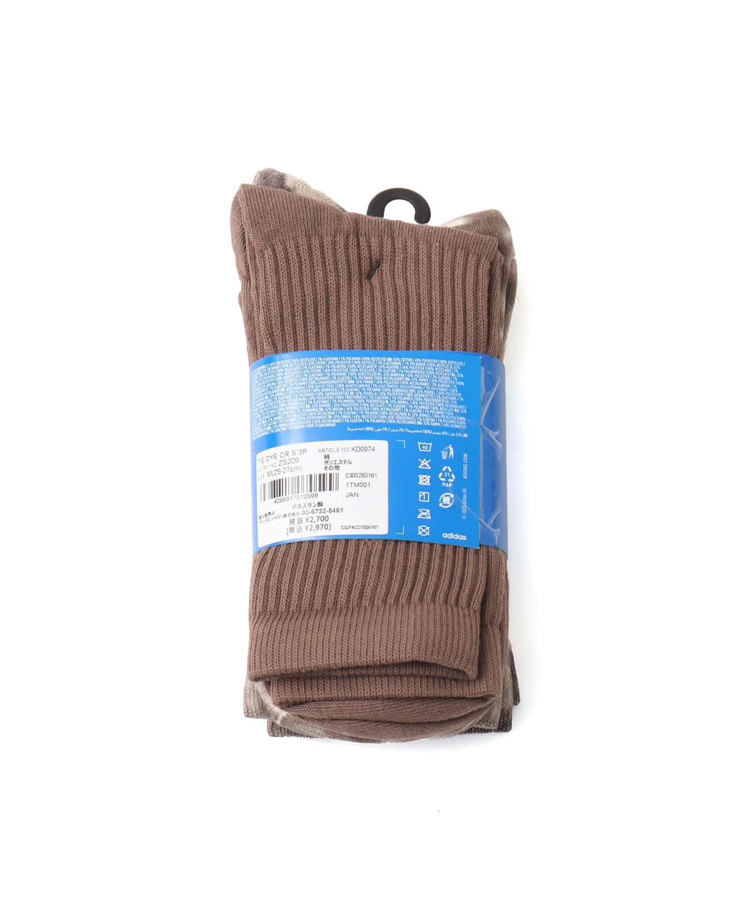 adidas TIE DYE CREW SOCKS 3 PAIRS ユーティリティブラック/オフホワイト/アースストレータの画像