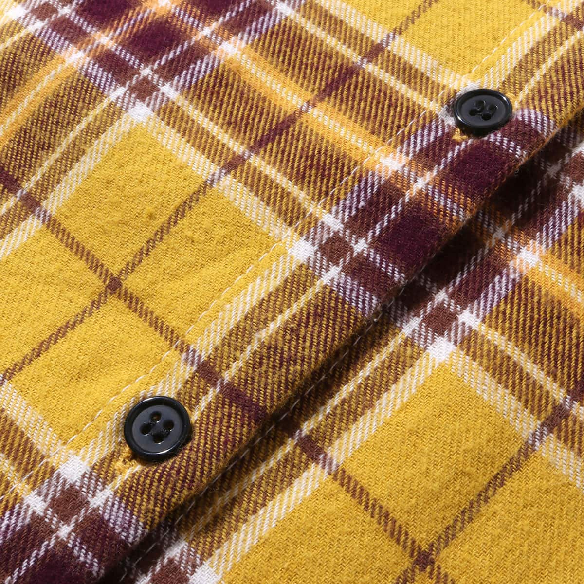 atmos pink ロング チェック シャツ YELLOWの画像