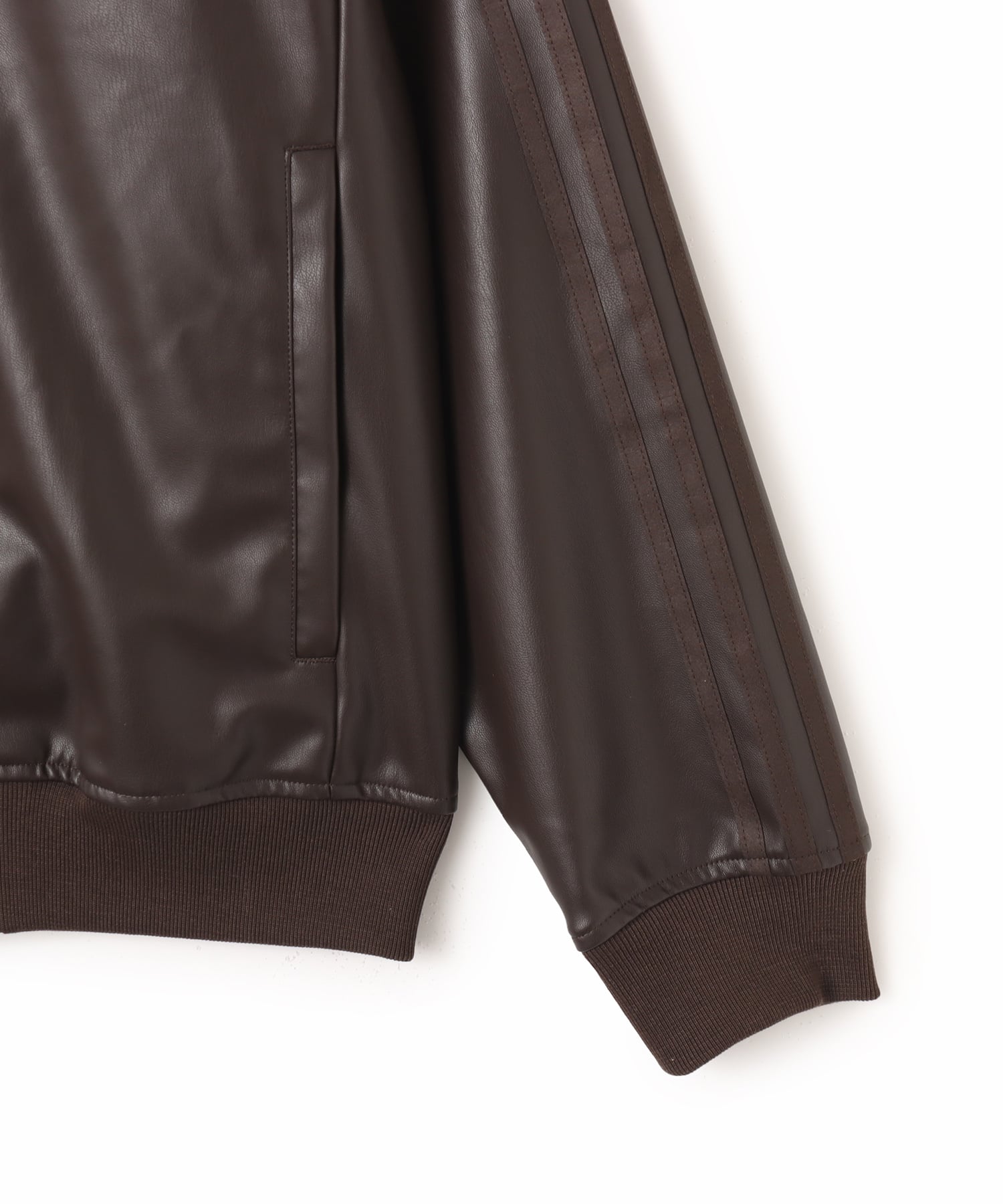 adidas SST PLEATHER TRACK TOP ダークブラウンの画像