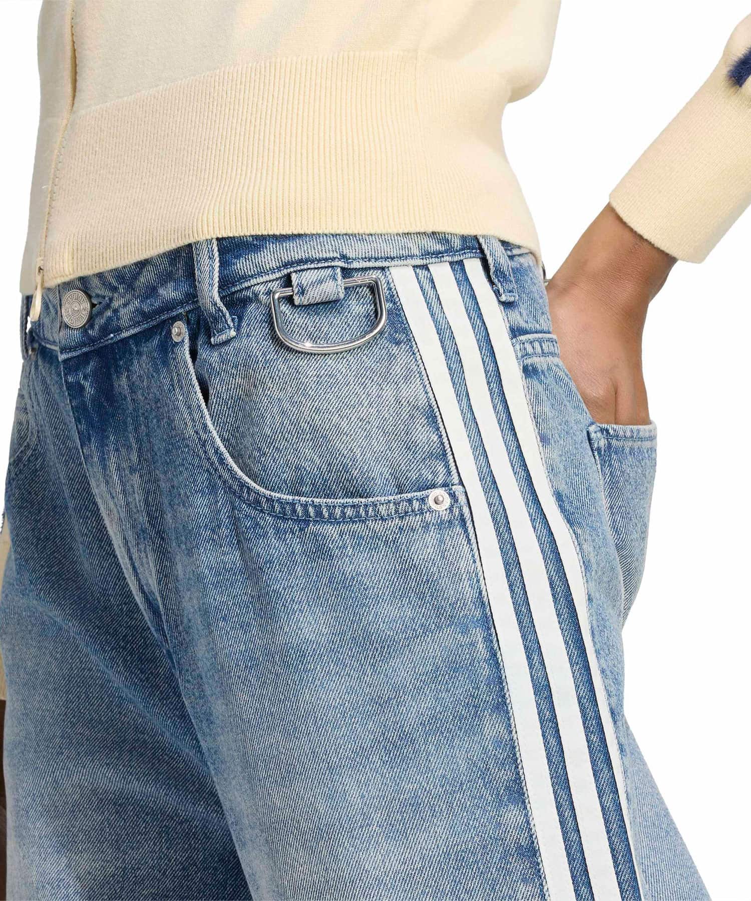 adidas ADILENIUM BAGGY DENIM PANTS ブルーの画像