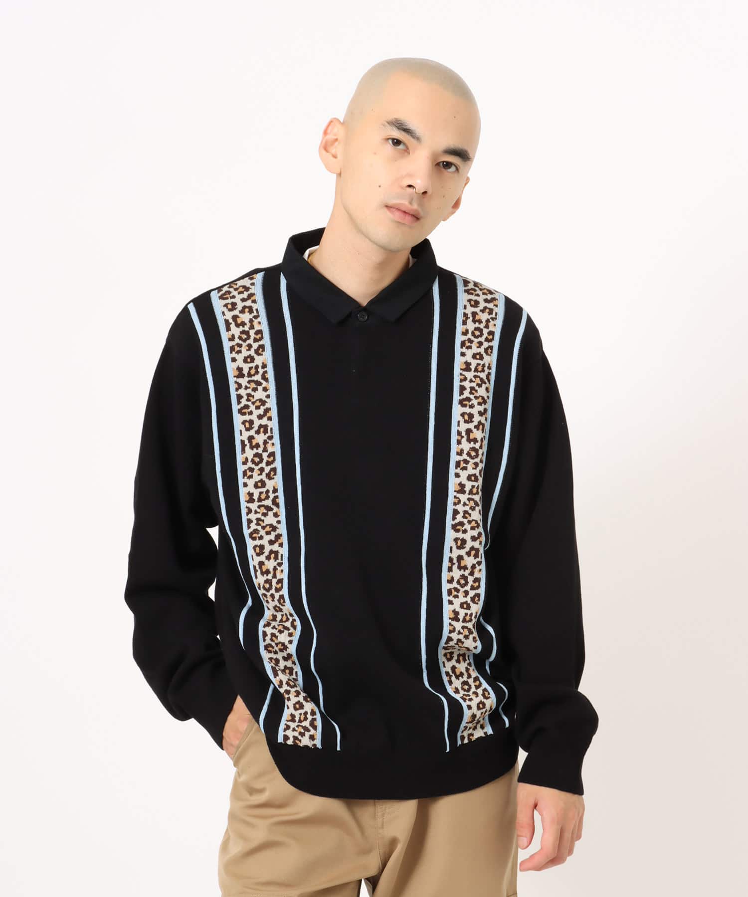 atmos Knit LS Rugby Shirt BLACKの画像