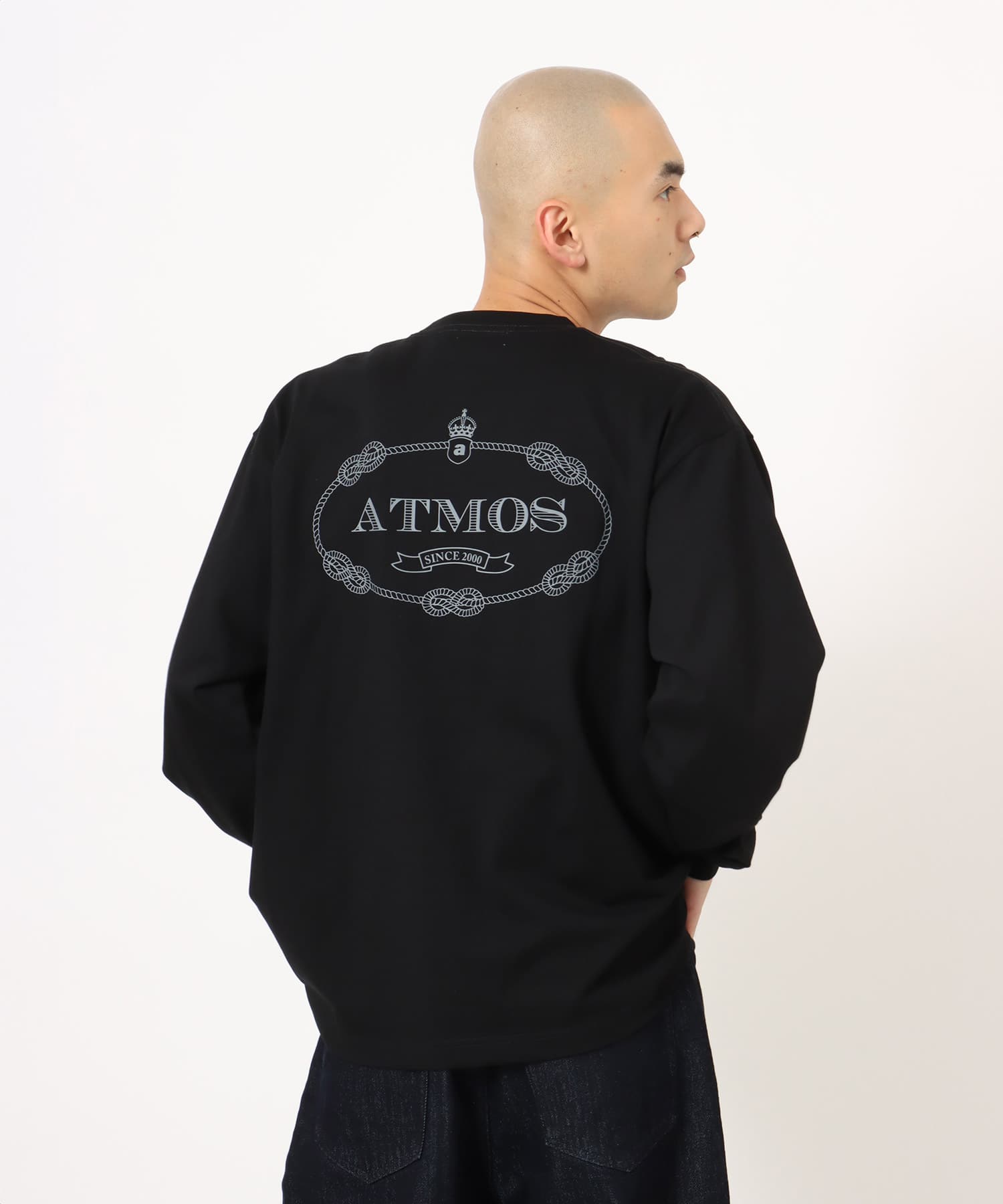 atmos Emblem Logo LS T-shirt BLACKの画像