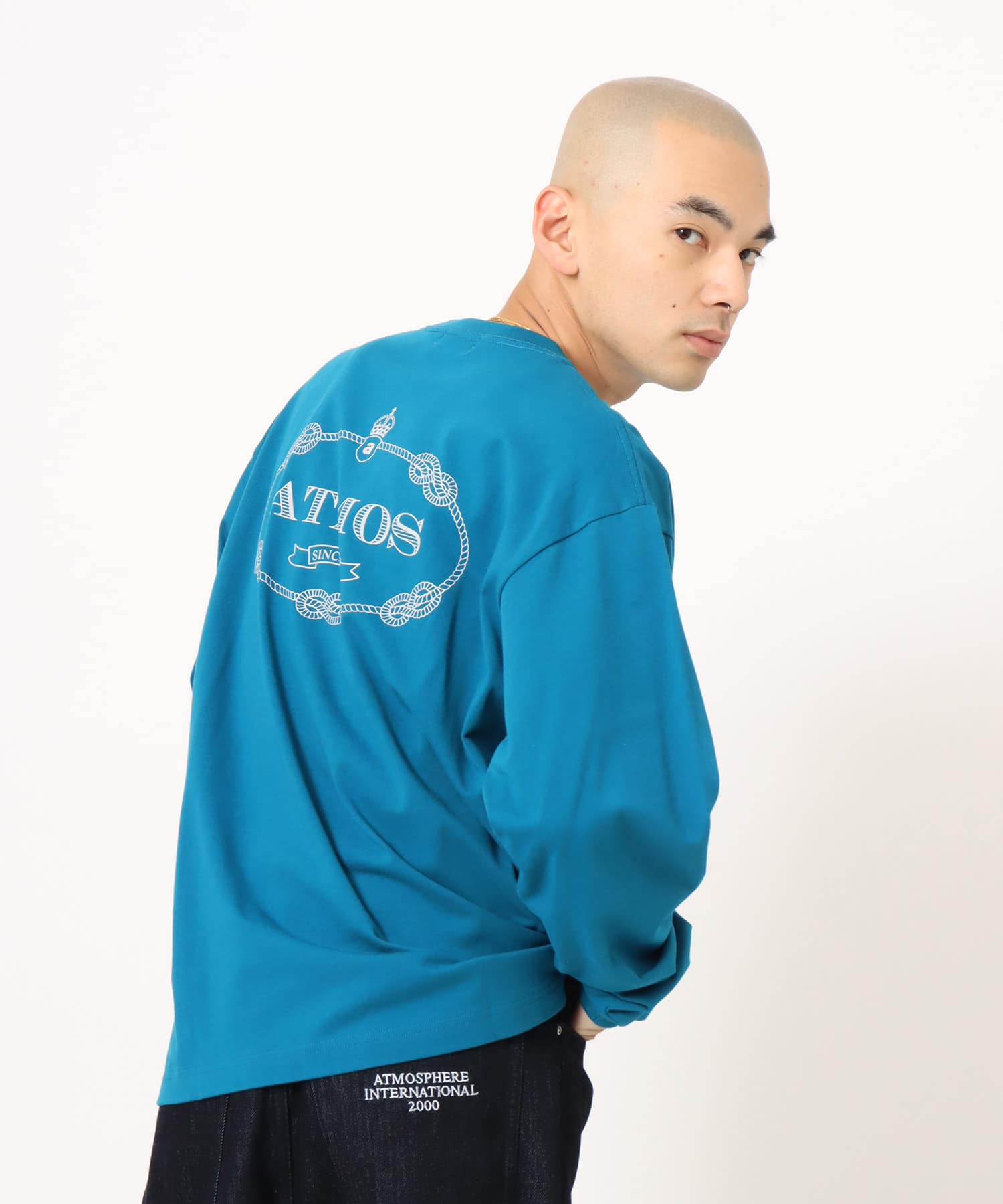 atmos Emblem Logo LS T-shirt BLUEの画像