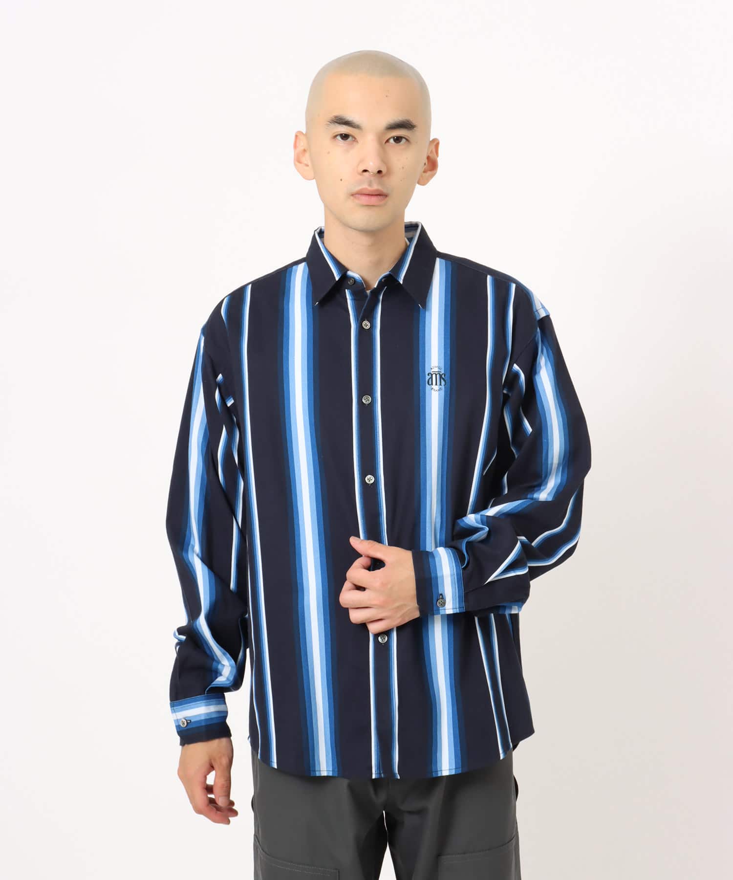 atmos Flannel Stripe Shirt BLUEの画像