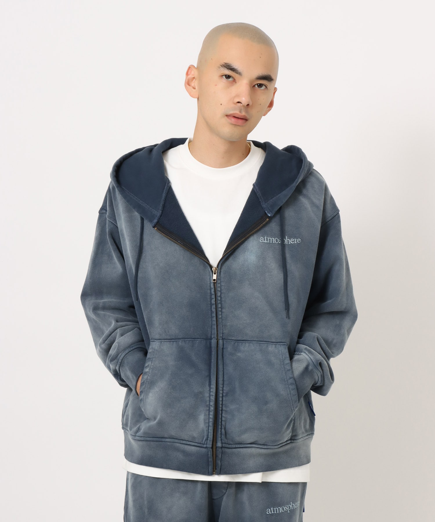 atmos Fade Color Zip-up Hooded Sweatshirt BLUEの画像