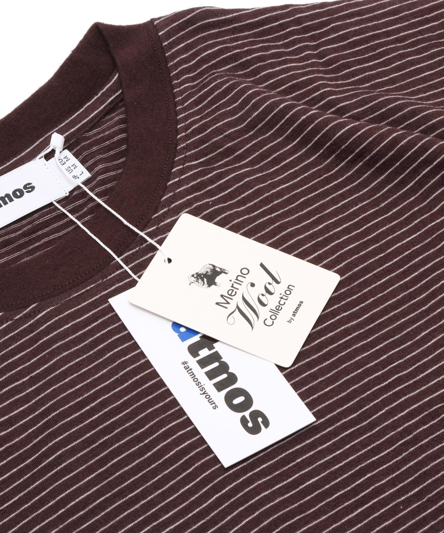atmos Merino Wool Knit Border T-Shirt BROWNの画像