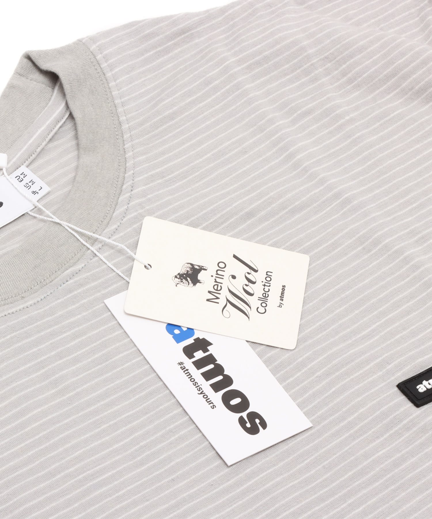 atmos Merino Wool Knit Border T-Shirt GRAYの画像