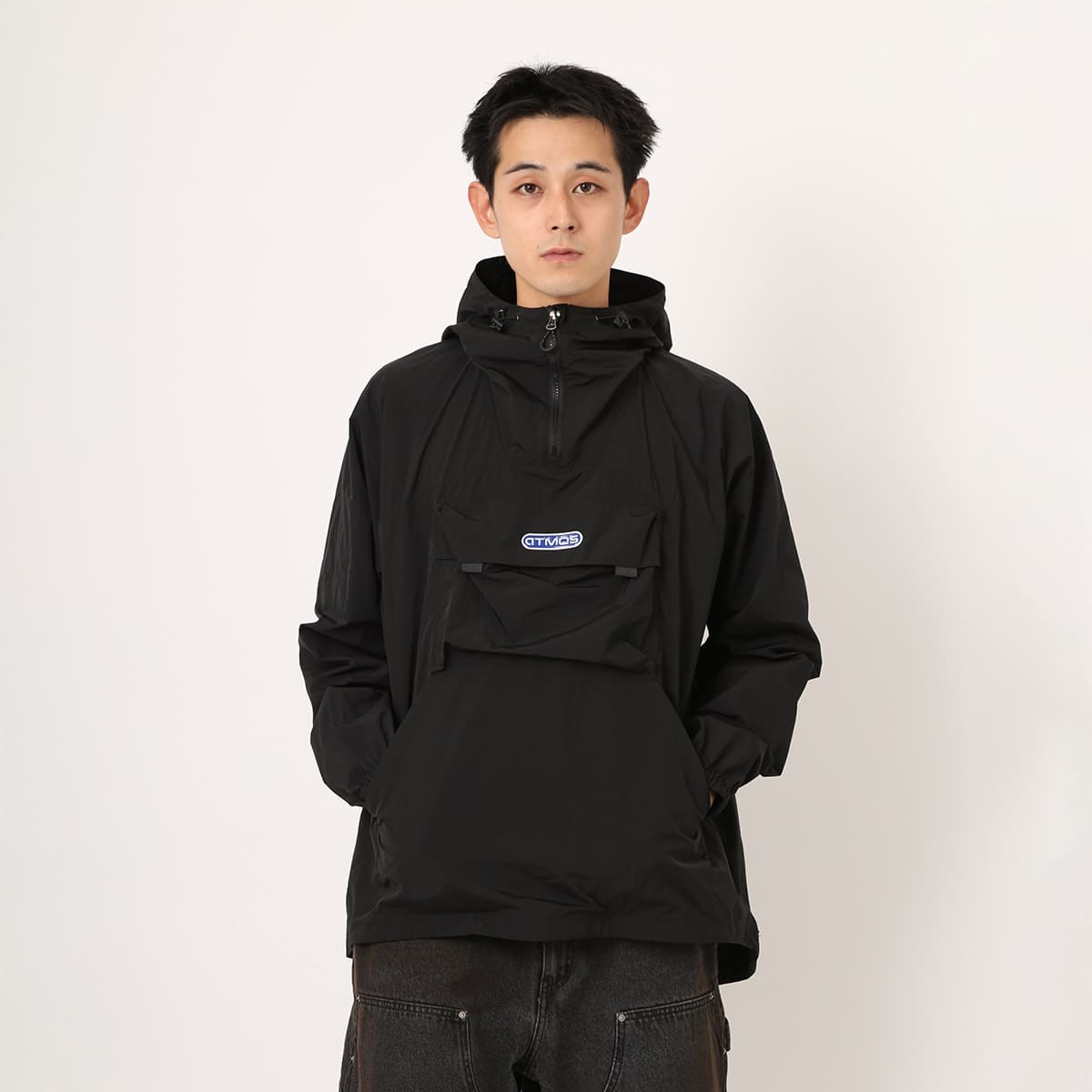 atmos Front Pocket Ripstop Anorak Hoodie BLACKの画像