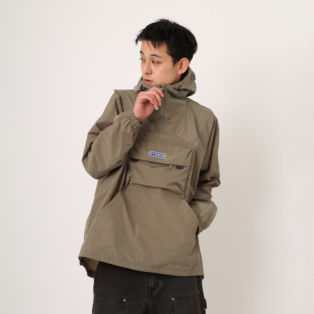 atmos Front Pocket Ripstop Anorak Hoodie KHAKIの画像