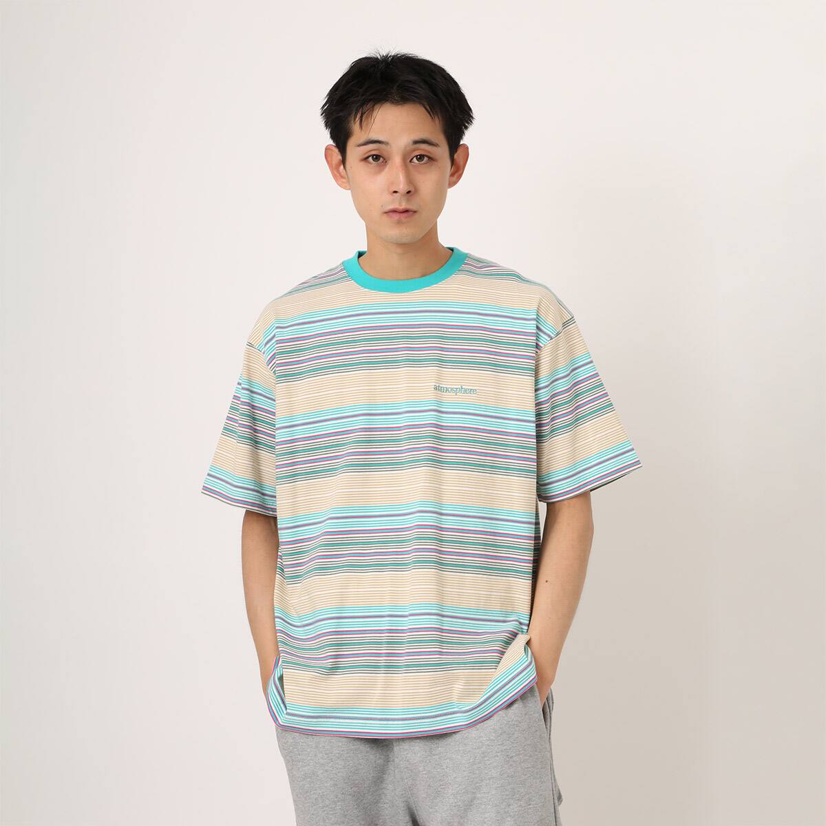 atmos Multi-color Border T-shirt GREENの画像
