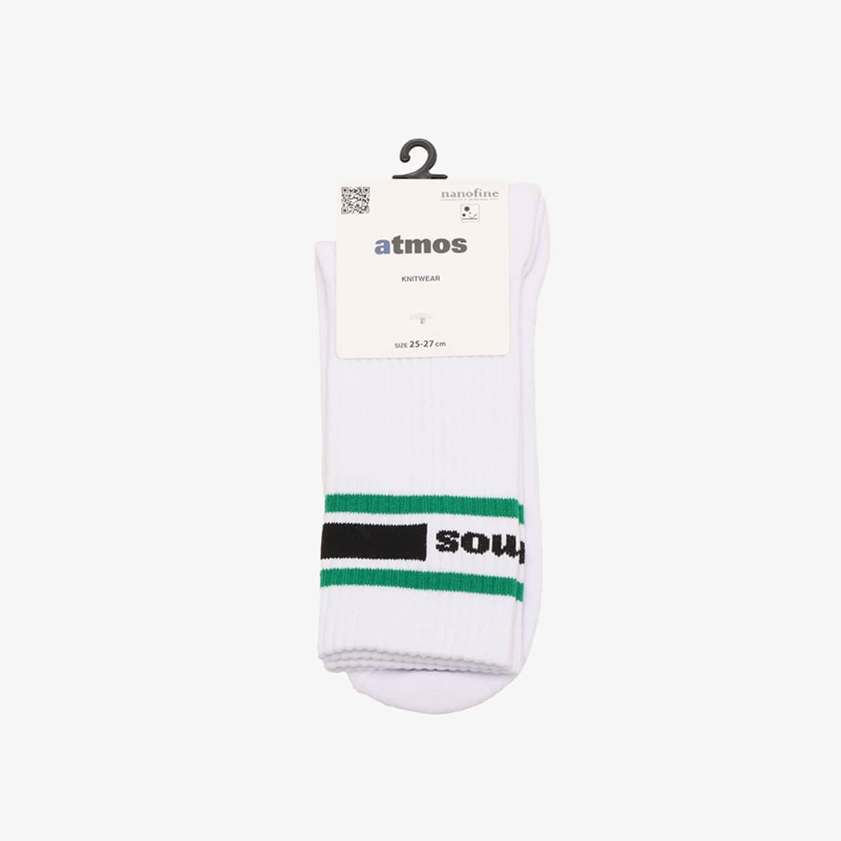 atmos COLOR LINE SOCKS WHITE X GREENの画像