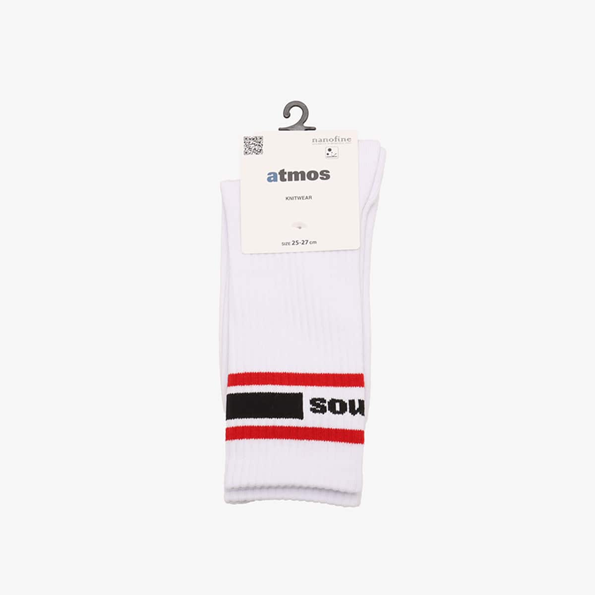 atmos COLOR LINE SOCKS WHITE X REDの画像