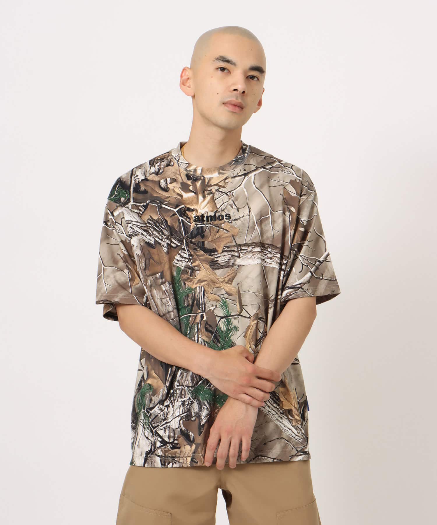 atmos Embroidery Classic Logo CAMO T-shirt BEIGEの画像