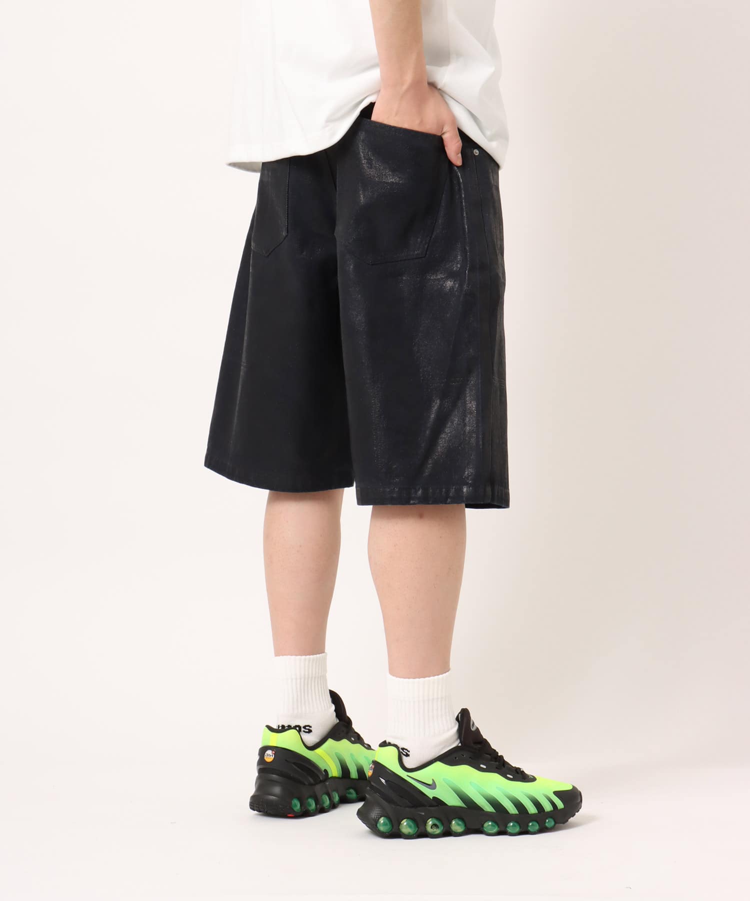 atmos Foil Print Denim Shorts BLUEの画像
