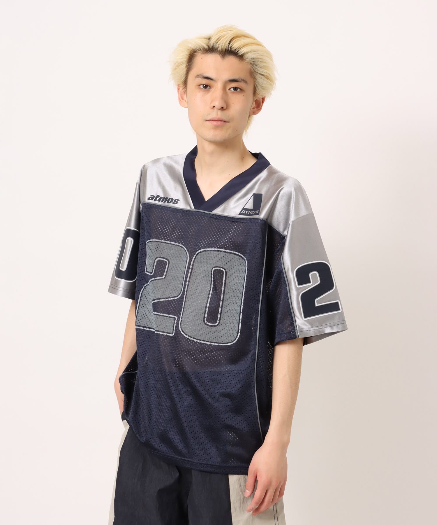 atmos Mesh Football Shirt NAVYの画像