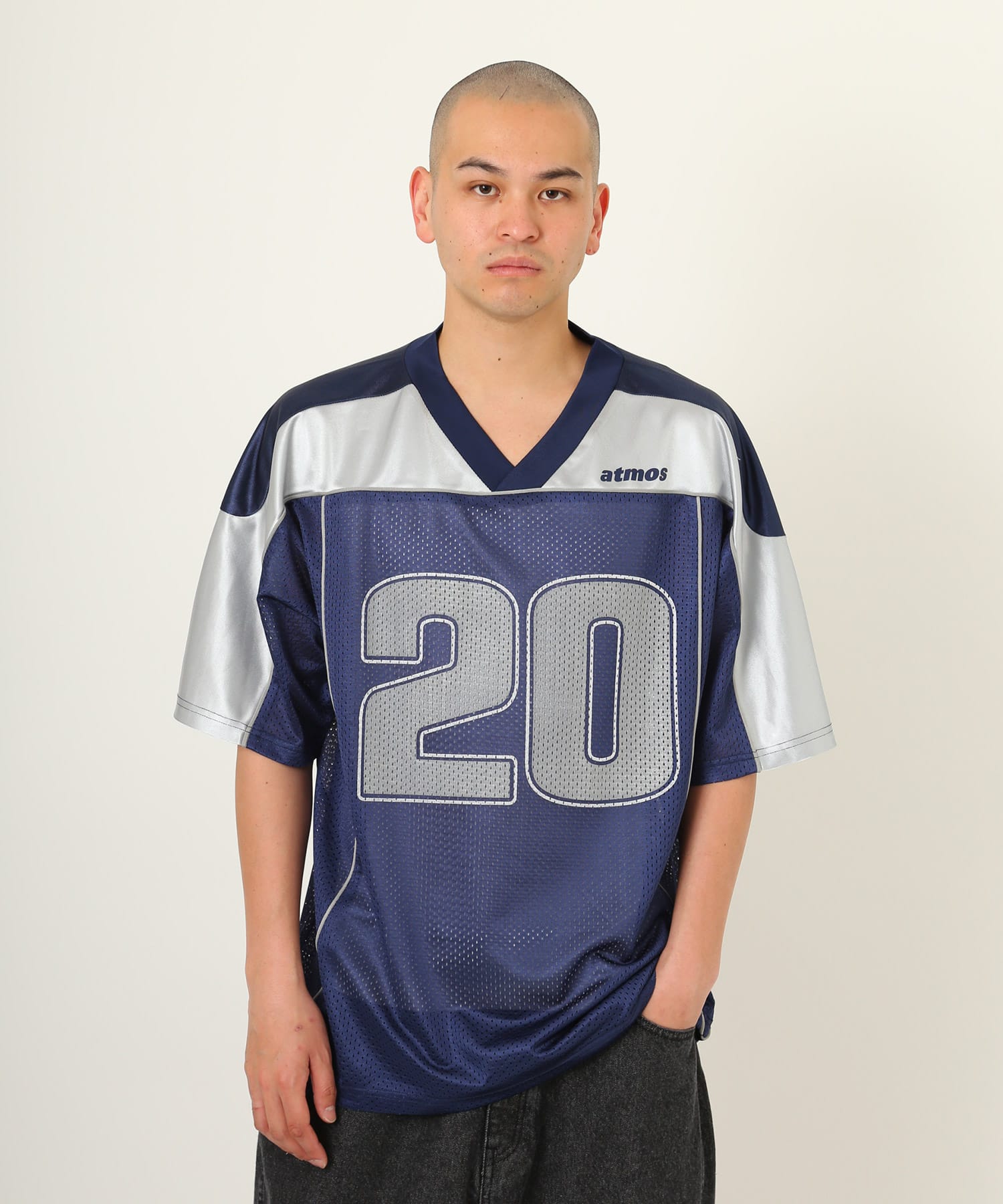 atmos Mesh Football Shirt NAVYの画像