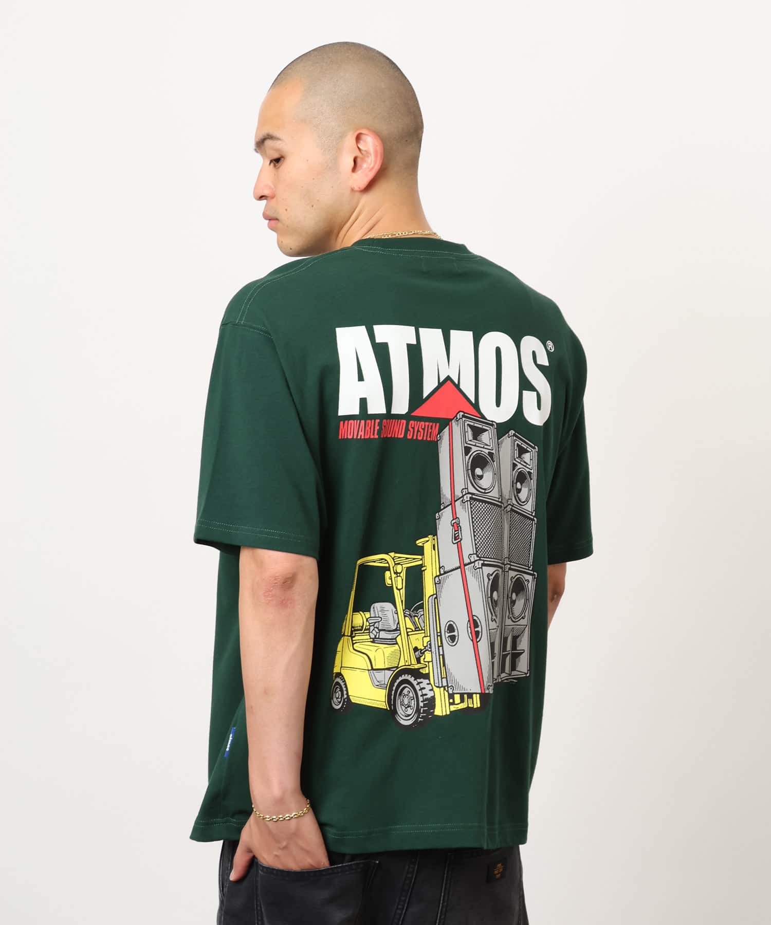 atmos ForkLift & Amplifier Print T-shirt KHAKIの画像
